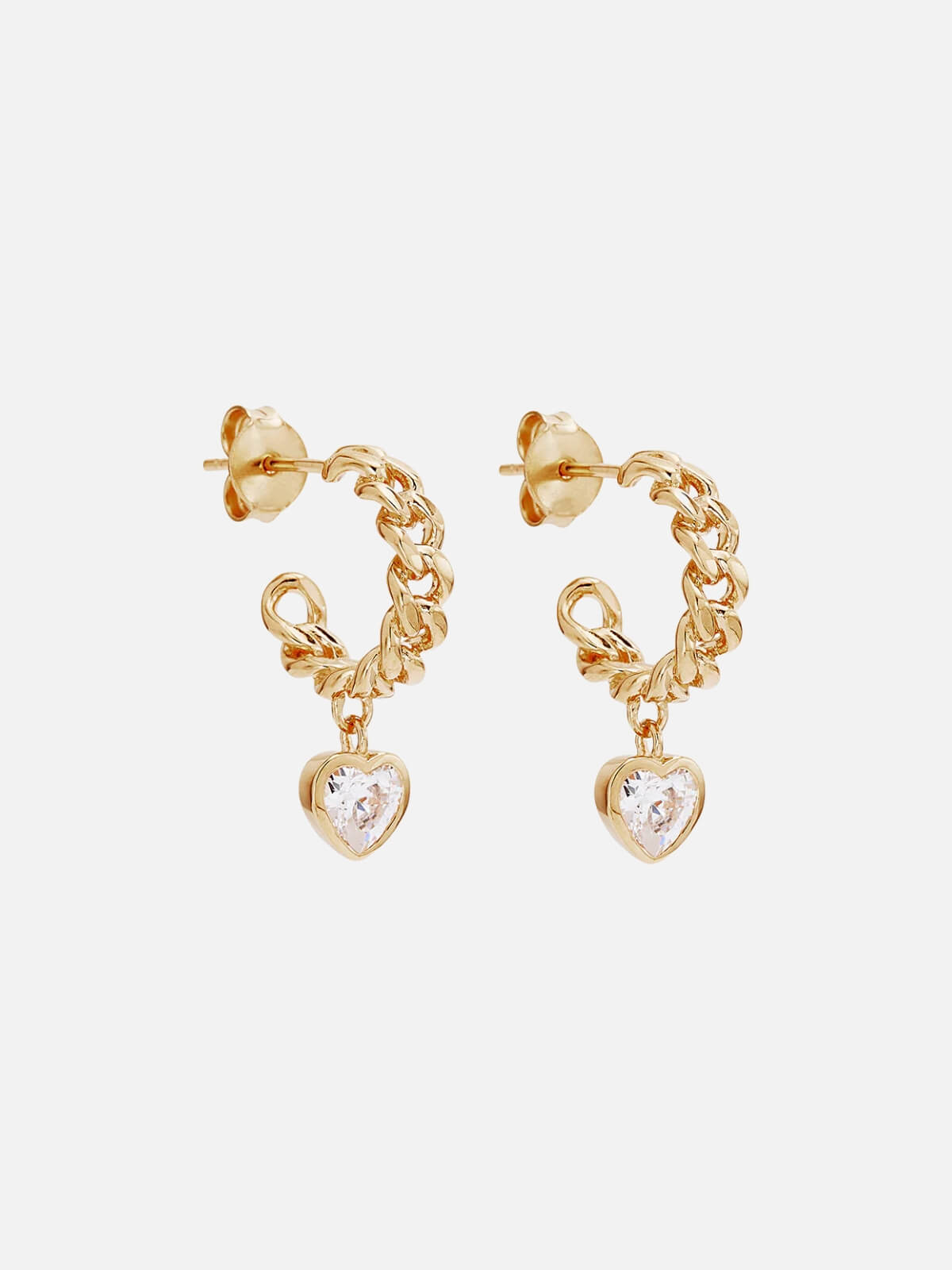 18k Gold Vermeil Radiant Heart Curb Hoops