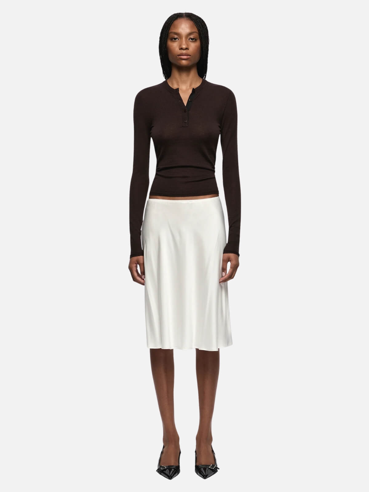 Piper Bias Midi Skirt - Ivory