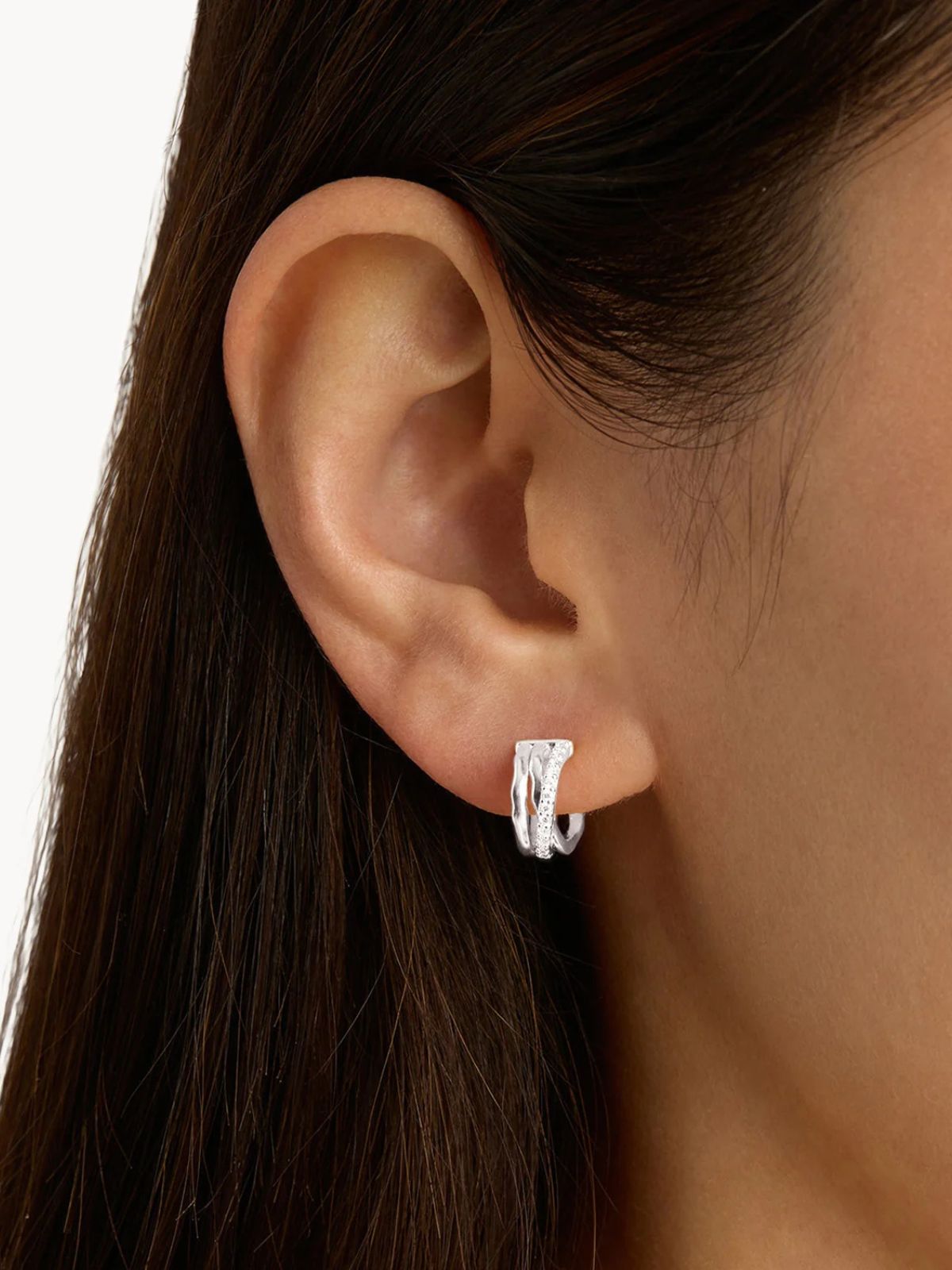 Sterling Silver Entwined Hearts Hoops