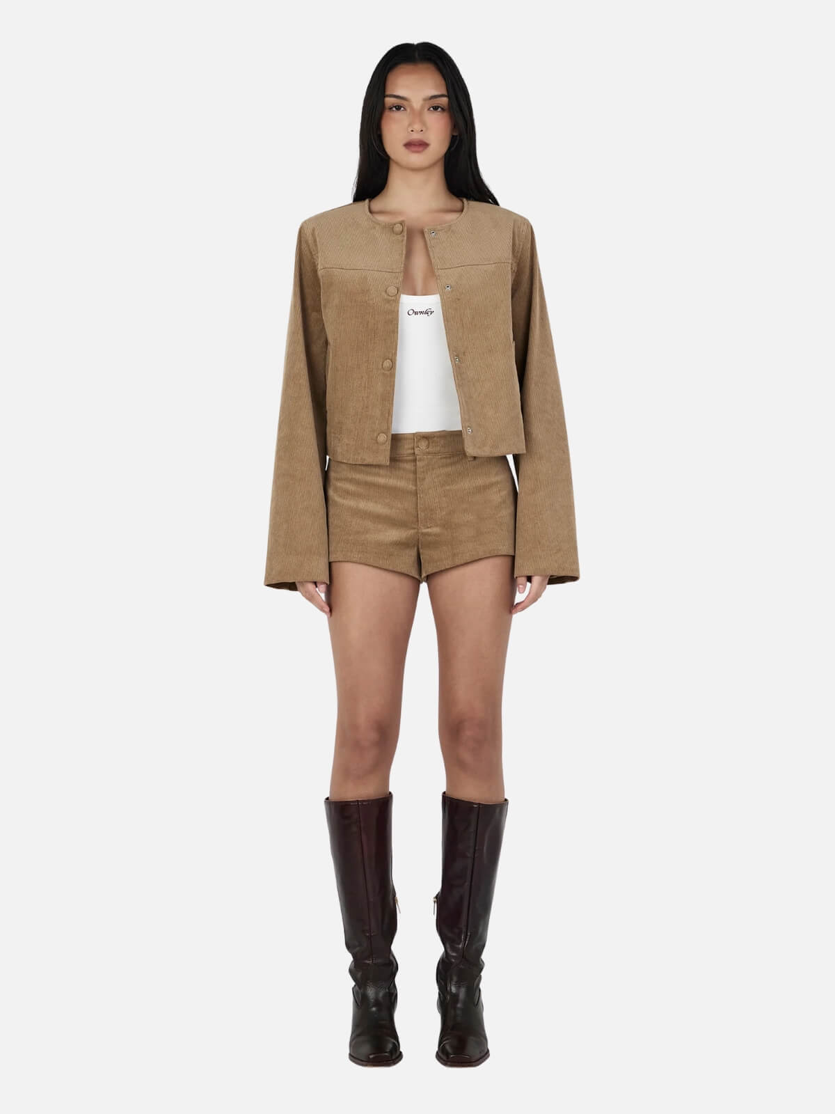 Cadence Cord Jacket-Tan