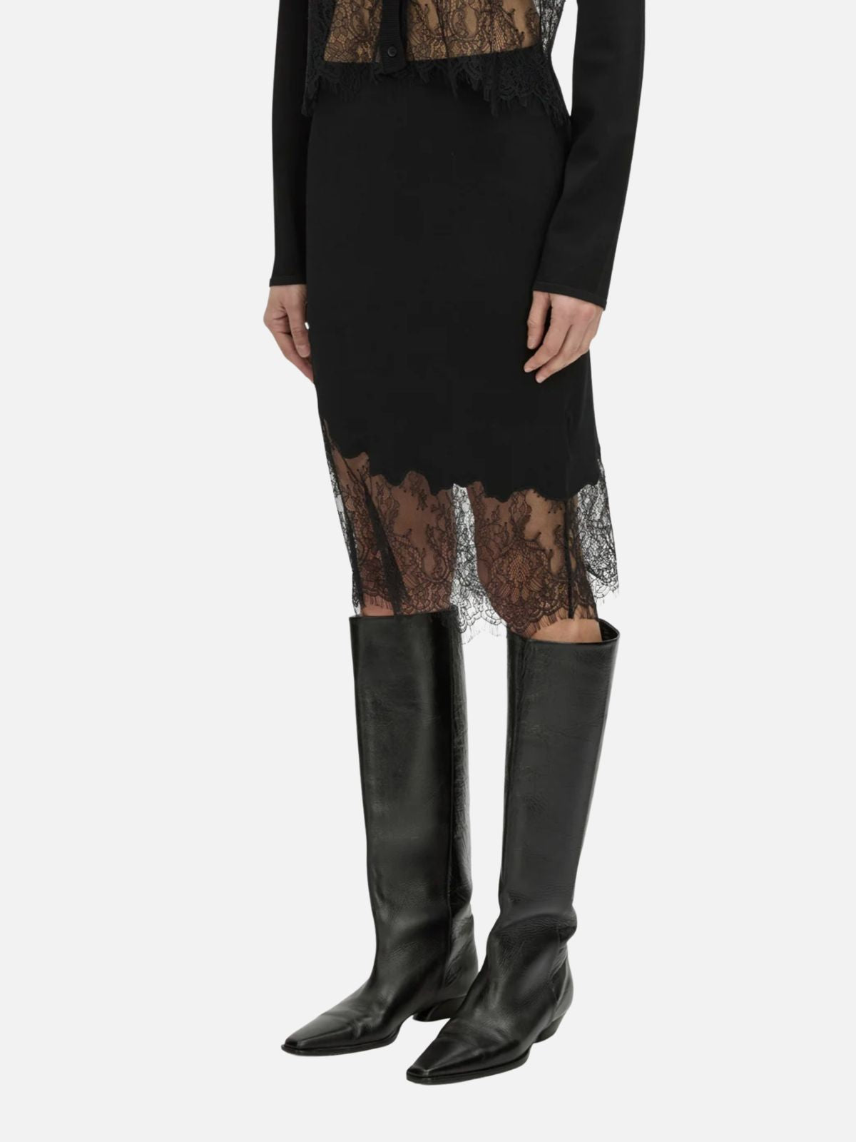 Cayana Lace Knit Skirt - Black