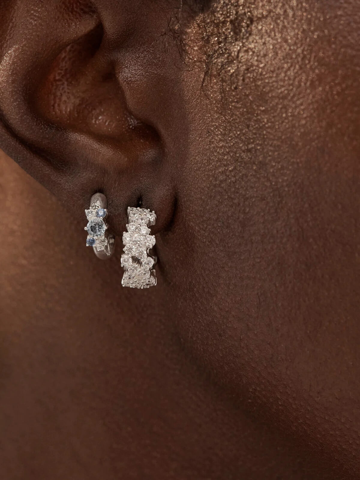 Crystal Dust Hoops - Sterling Silver