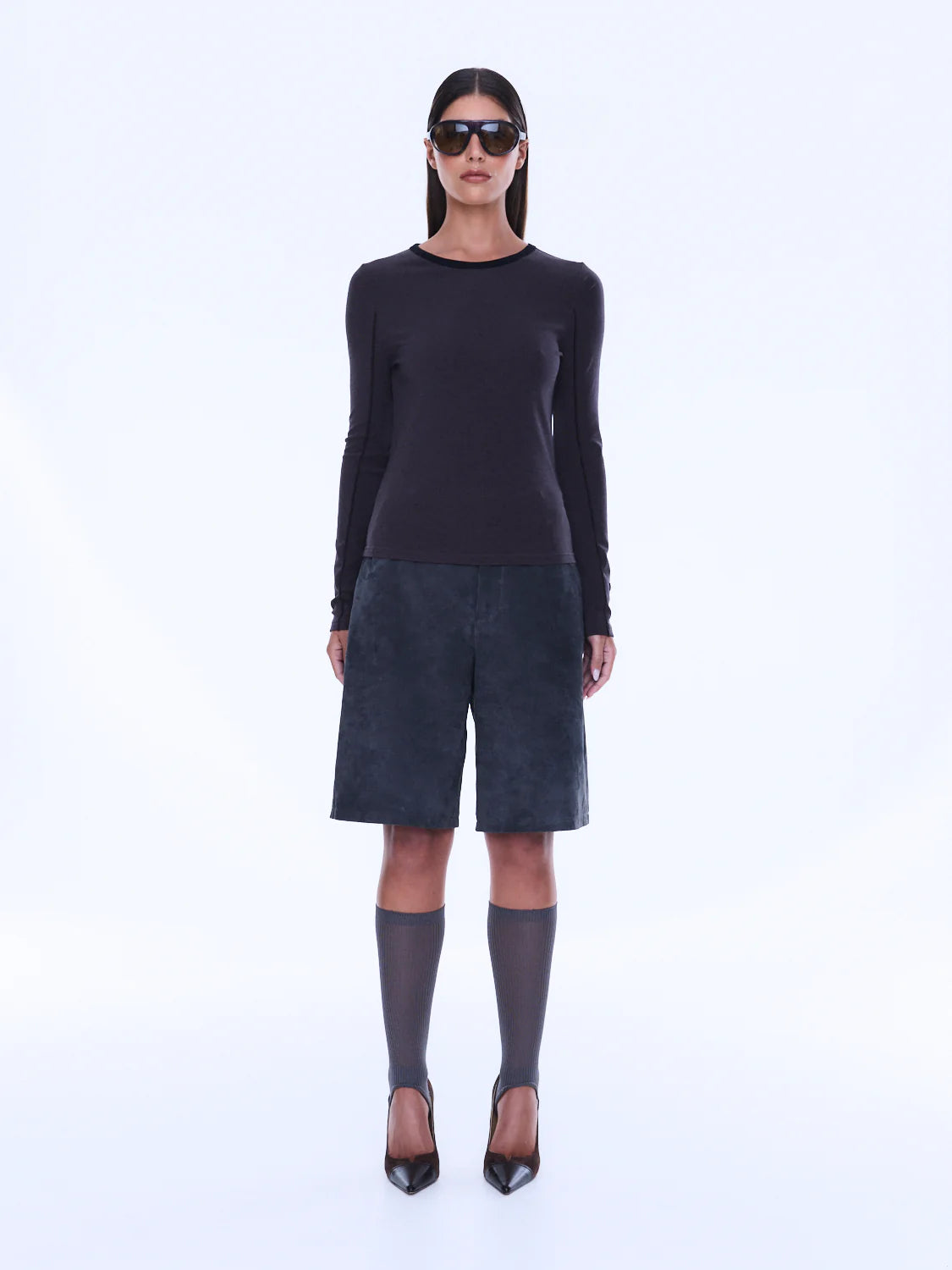 Jade Long Sleeve Top - Charcoal