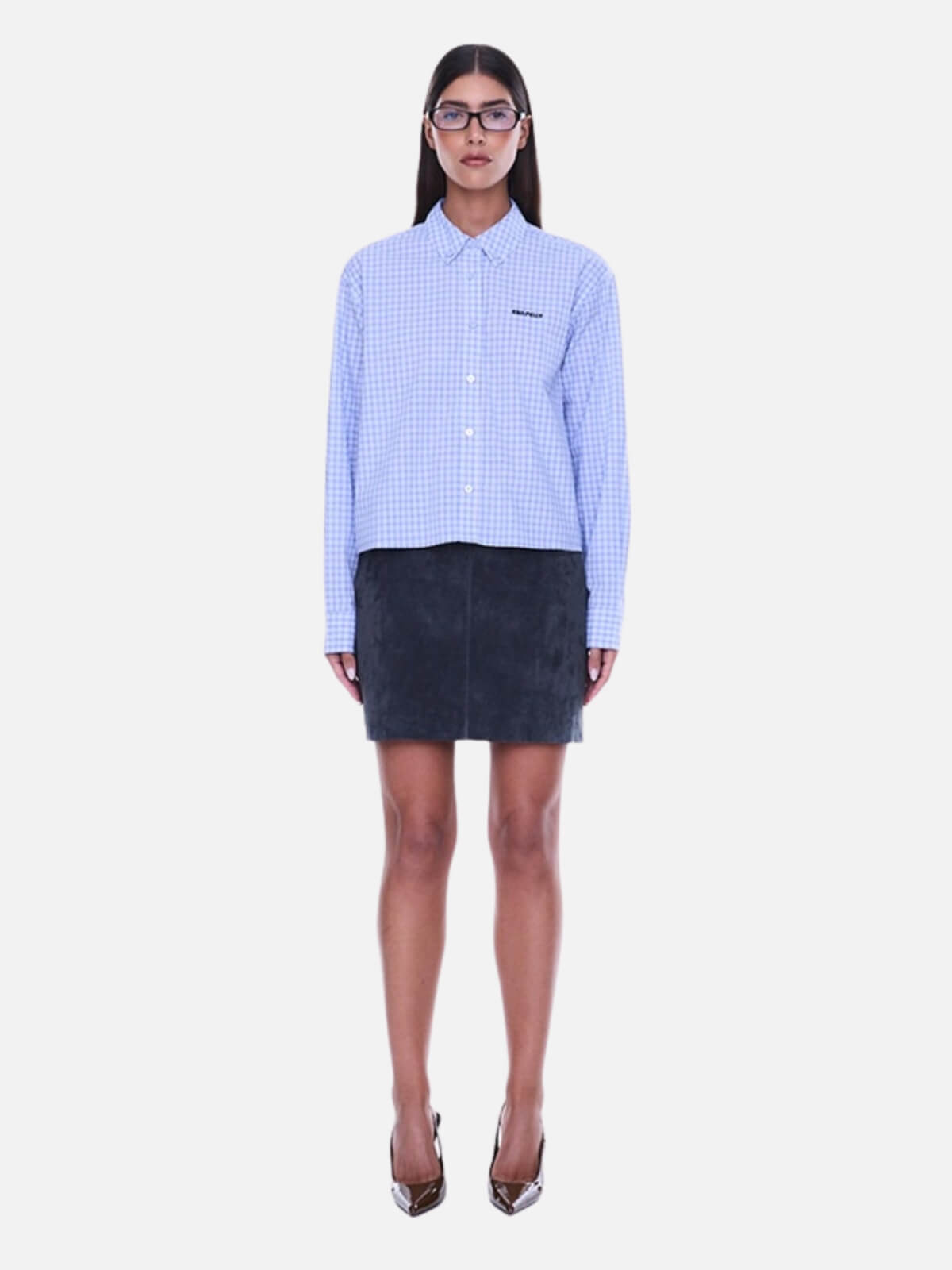 Georgia Boxy Shirt - Blue Check