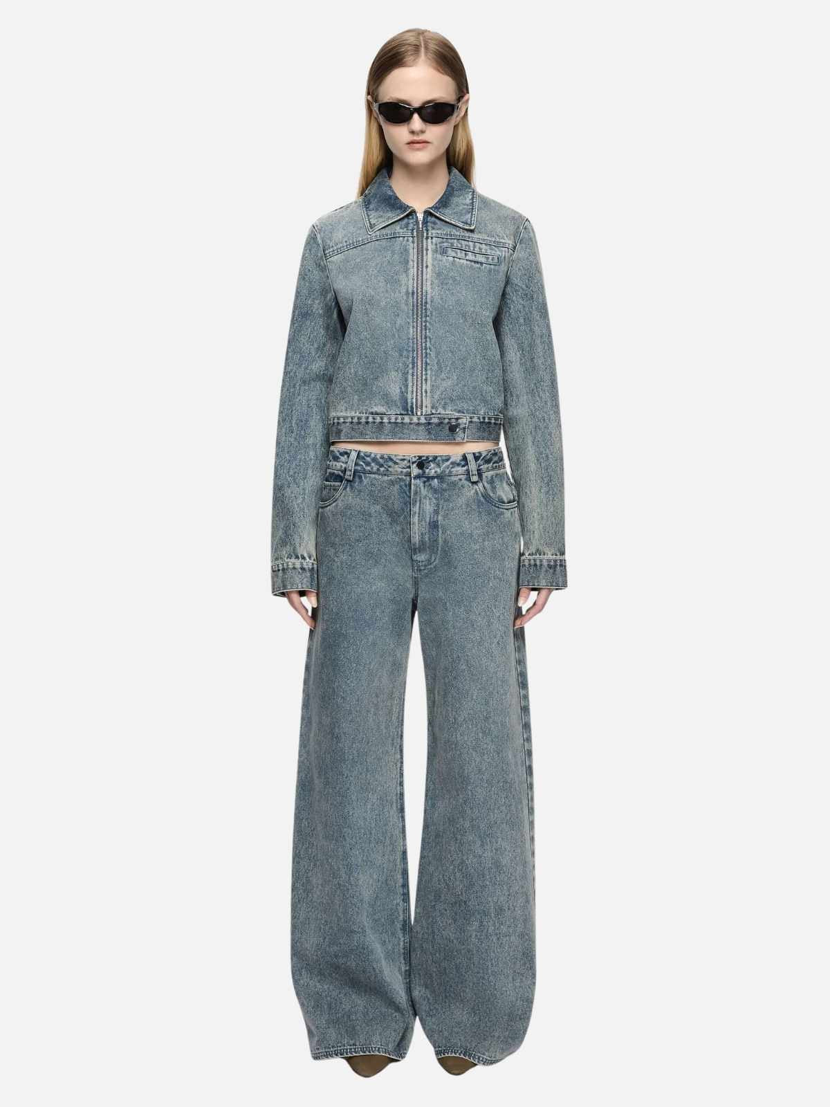 Teo Cropped Jacket - Vintage Blue