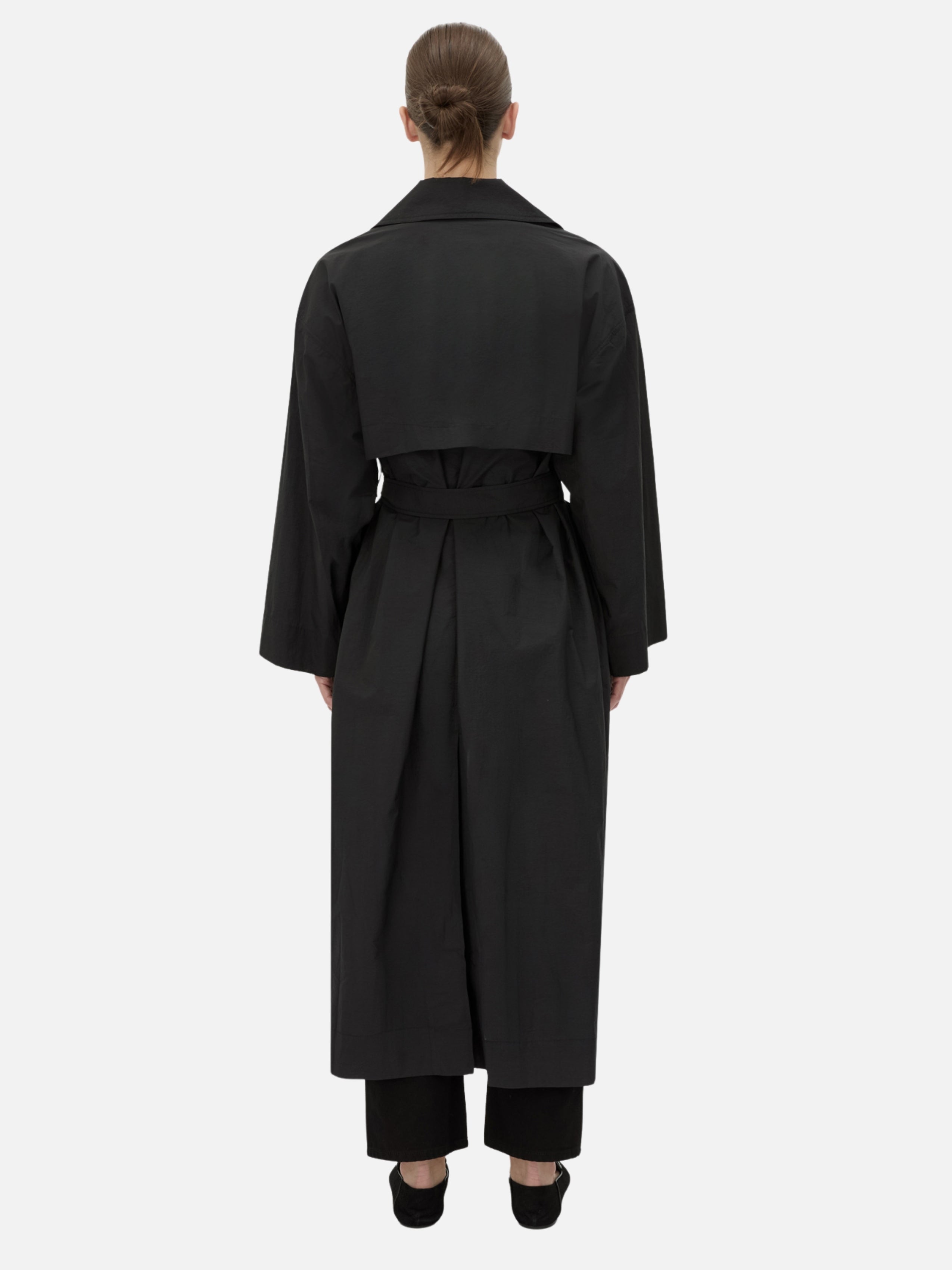 Rhia Sheer Full Length Trench - Black