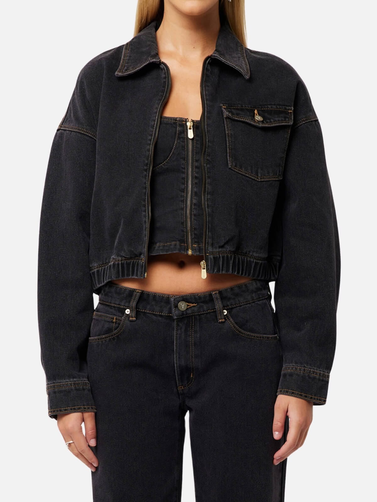 Denim Bomber Jacket - Cara Jackets Abrand