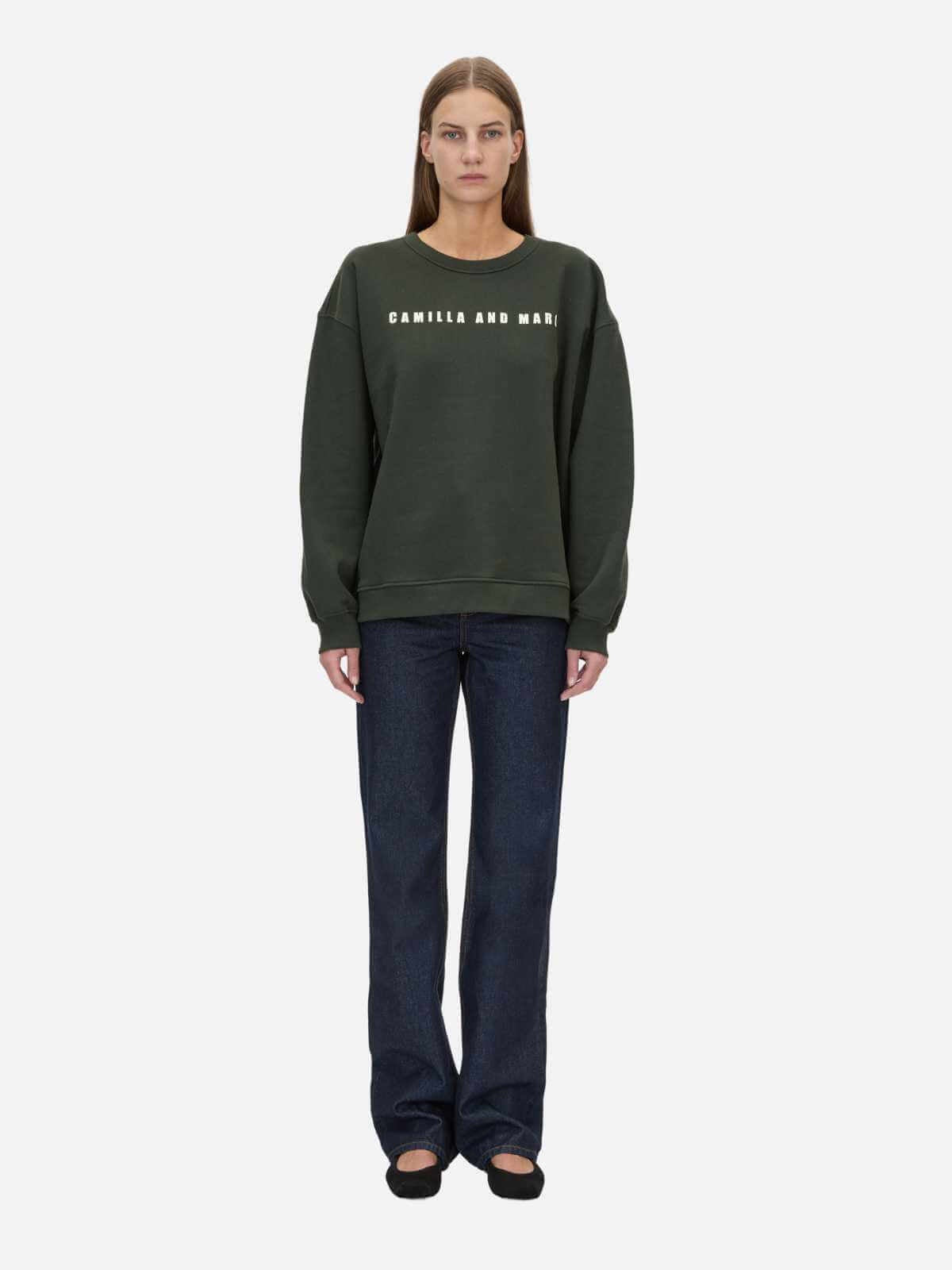 Anca Graphic Sweater - Bottle Green