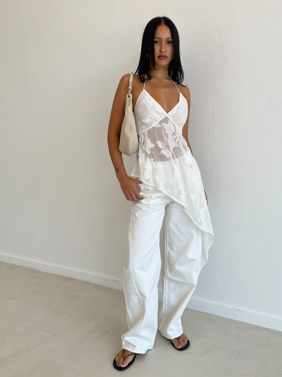 Brooklyn Barrel Leg Jean - Geisha White Jeans BAYSE