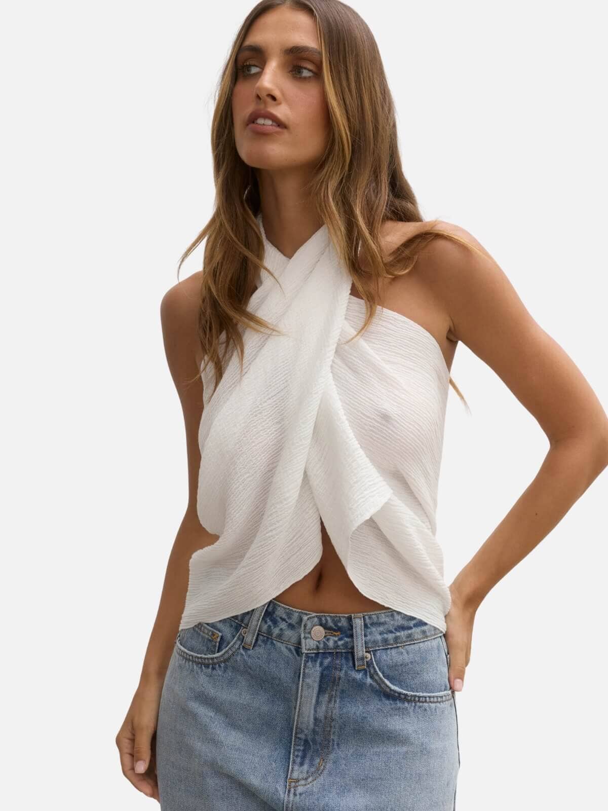 Solara Mini Sarong - White Tops BAYSE