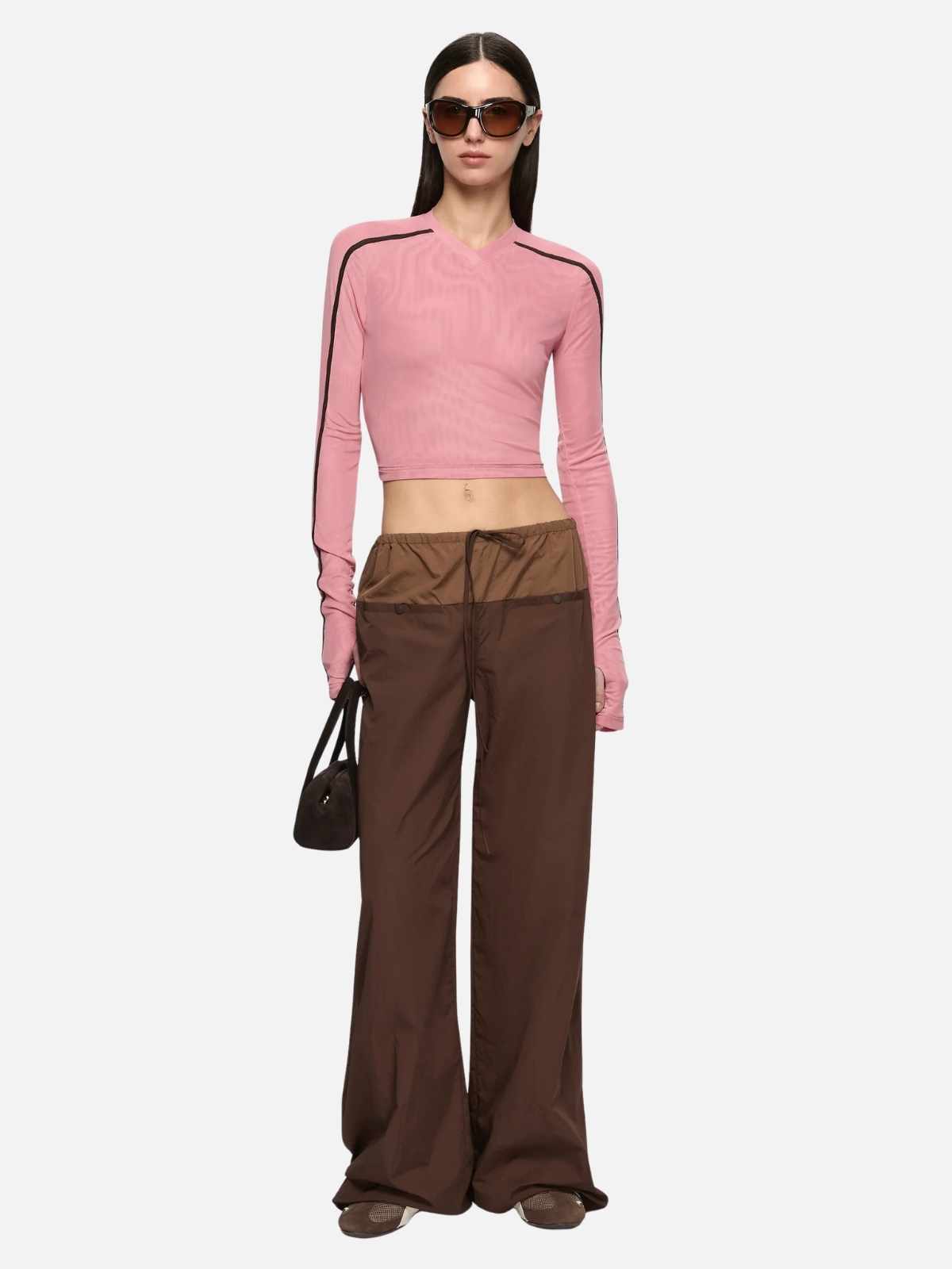 Alyna Long Sleeve Top - Blush/Bitter Choc
