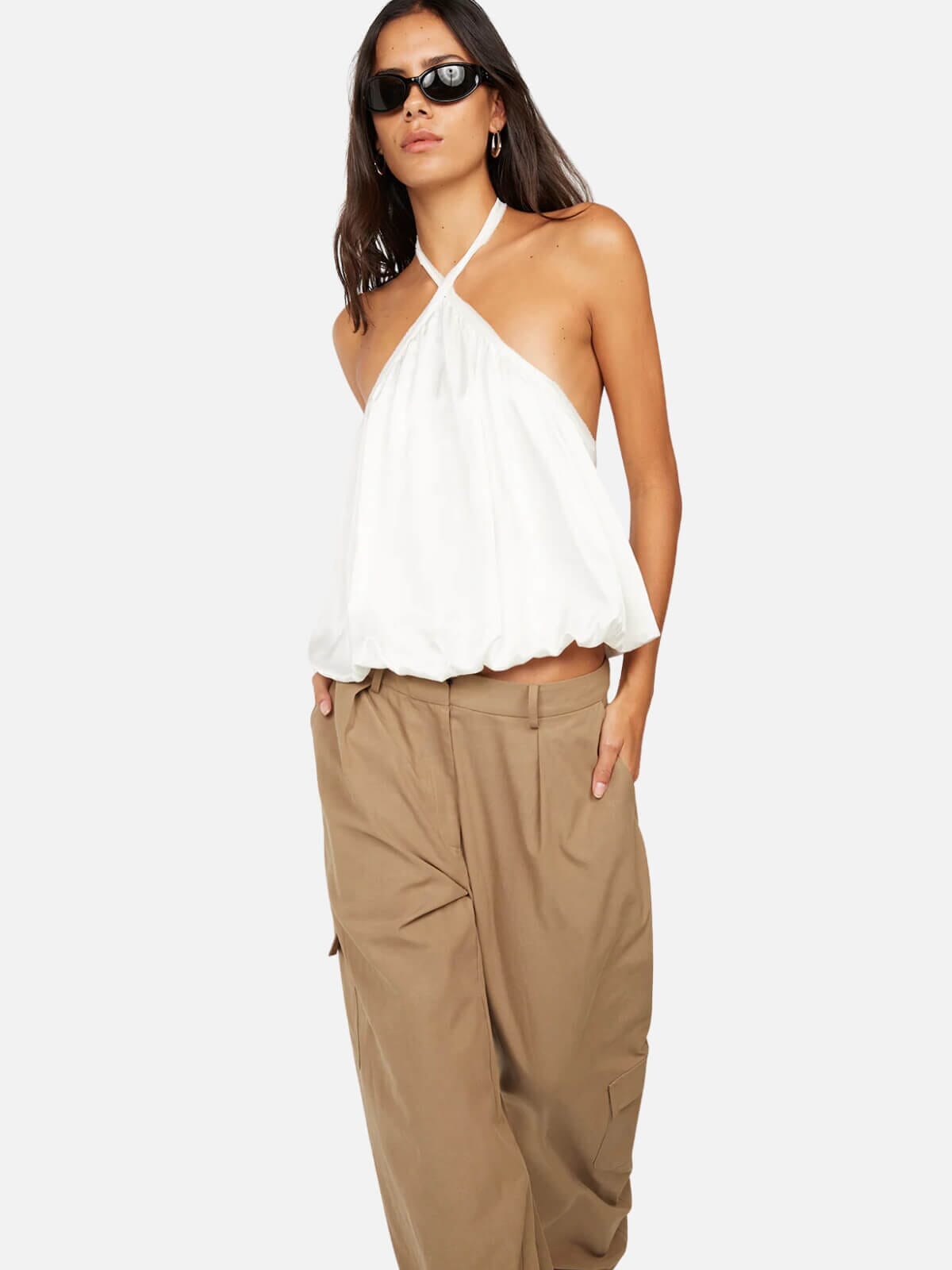 Amiah Halter Top - Ivory Tops Bec + Bridge