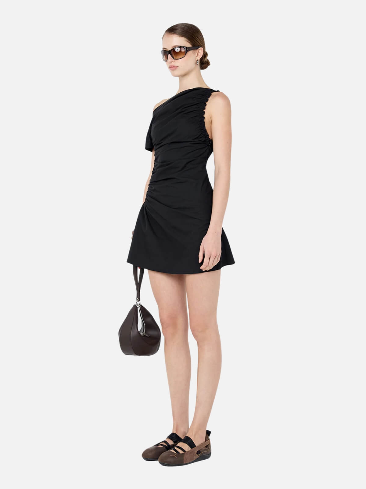 Chantal Shirred Mini Dress - Black
