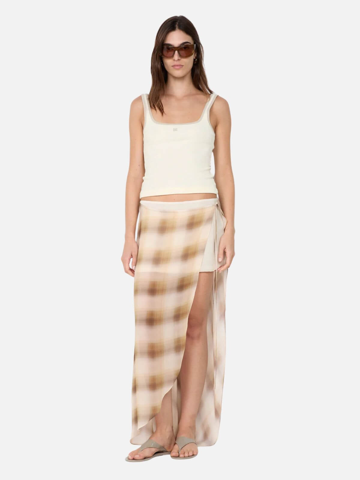 Eliana Midi Skirt - Dune Check