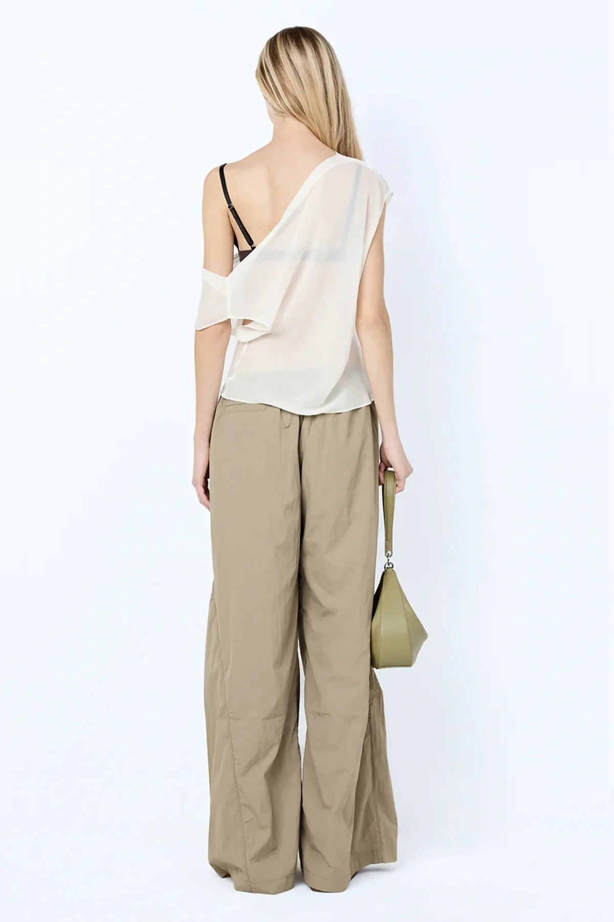 Eloise Layered Cowl Top - Snow/Slate Gray