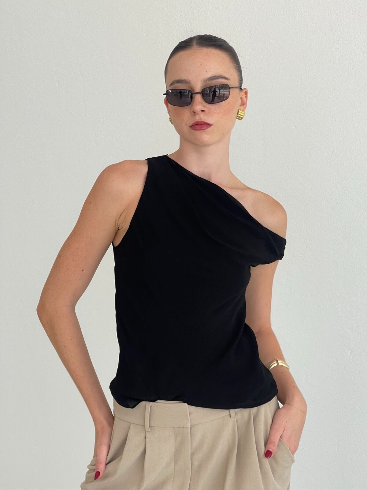 Rhone Drape Top - Black Tops Bec + Bridge