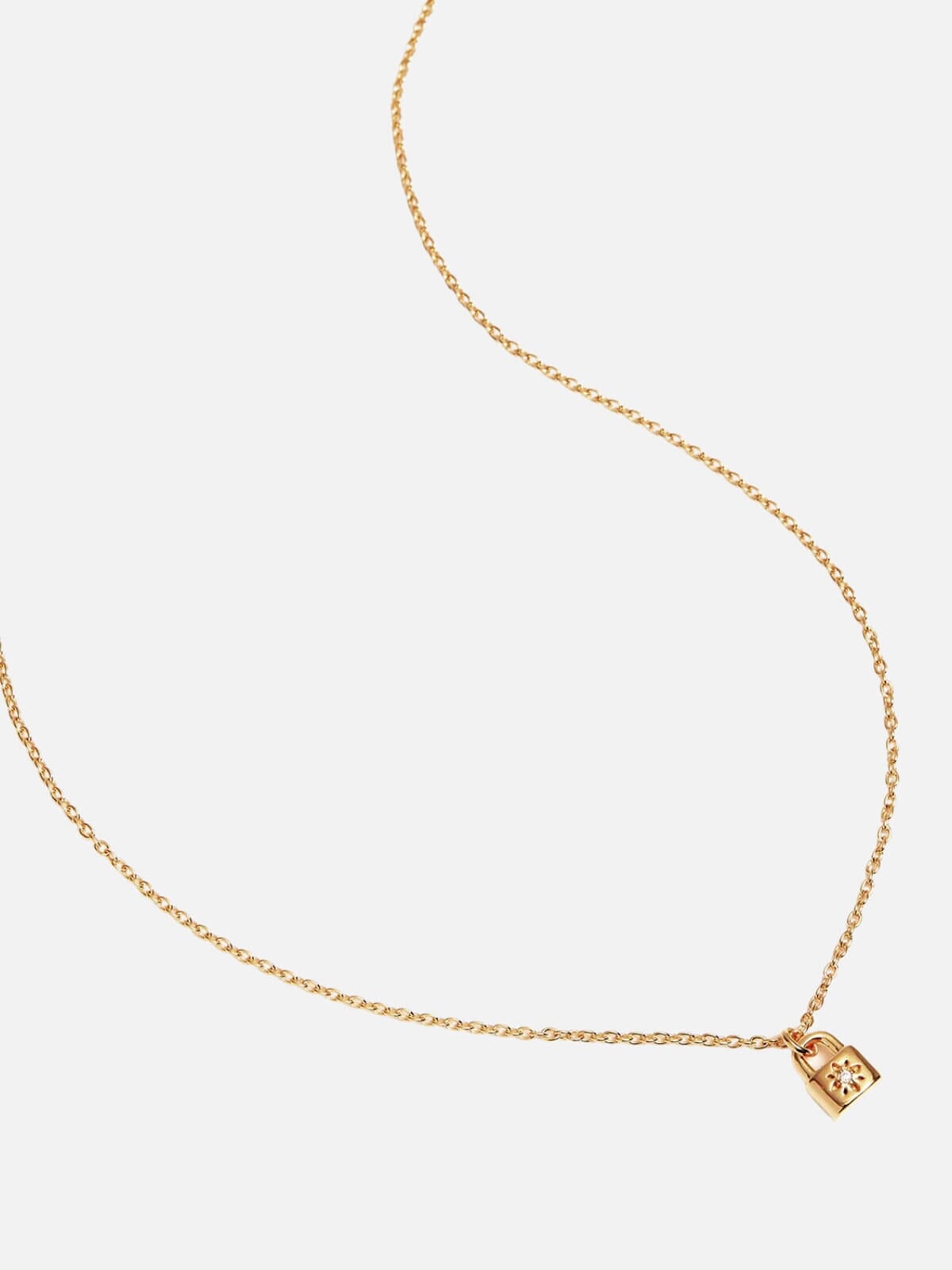By Charlotte | 18k Gold Vermeil Crystal Lotus Padlock Necklace | Perlu