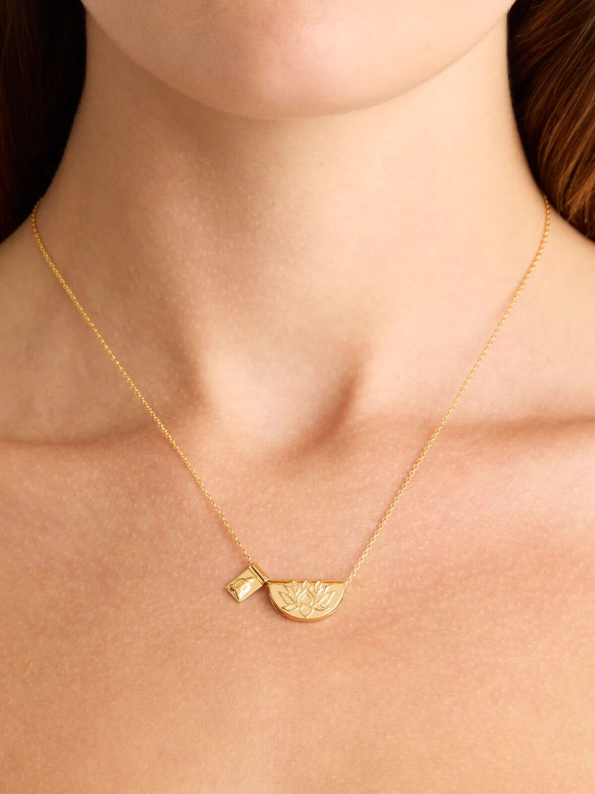 18k Gold Vermeil Lotus and Little Buddha Necklace Accessories By Charlotte