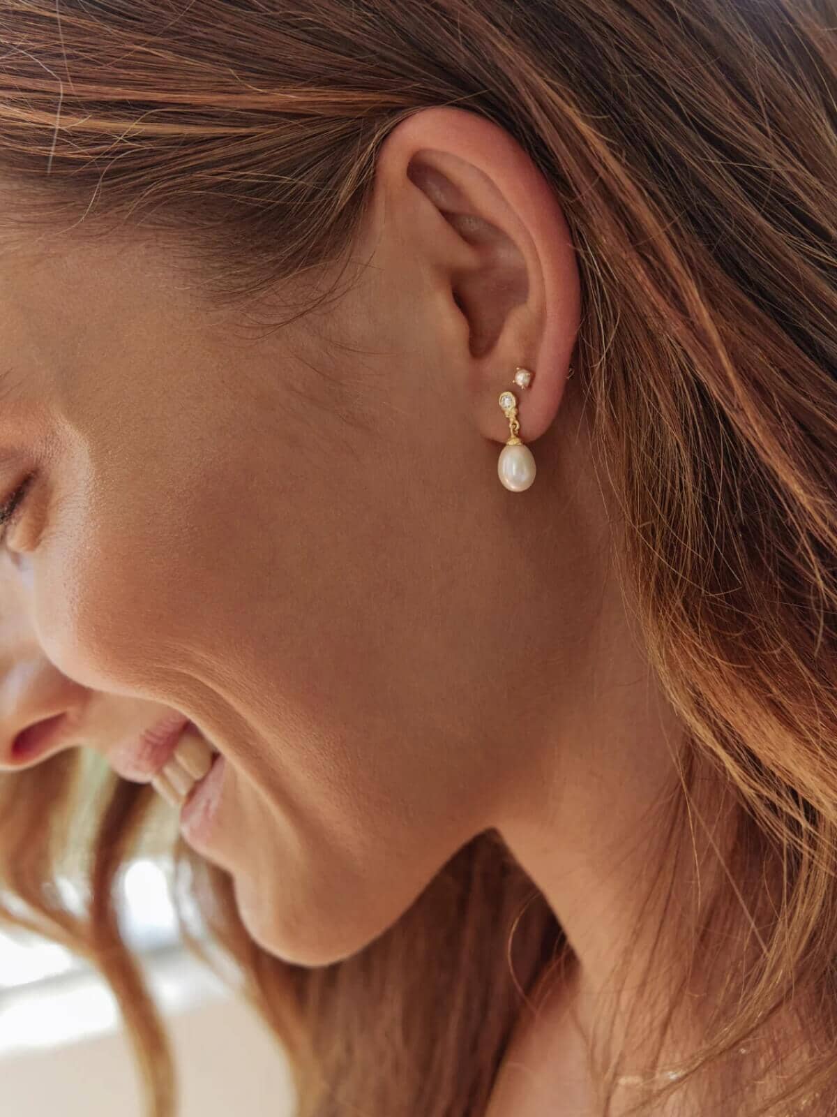 18k Gold Vermeil Moonlight Pearl Stud Earrings Earrings By Charlotte