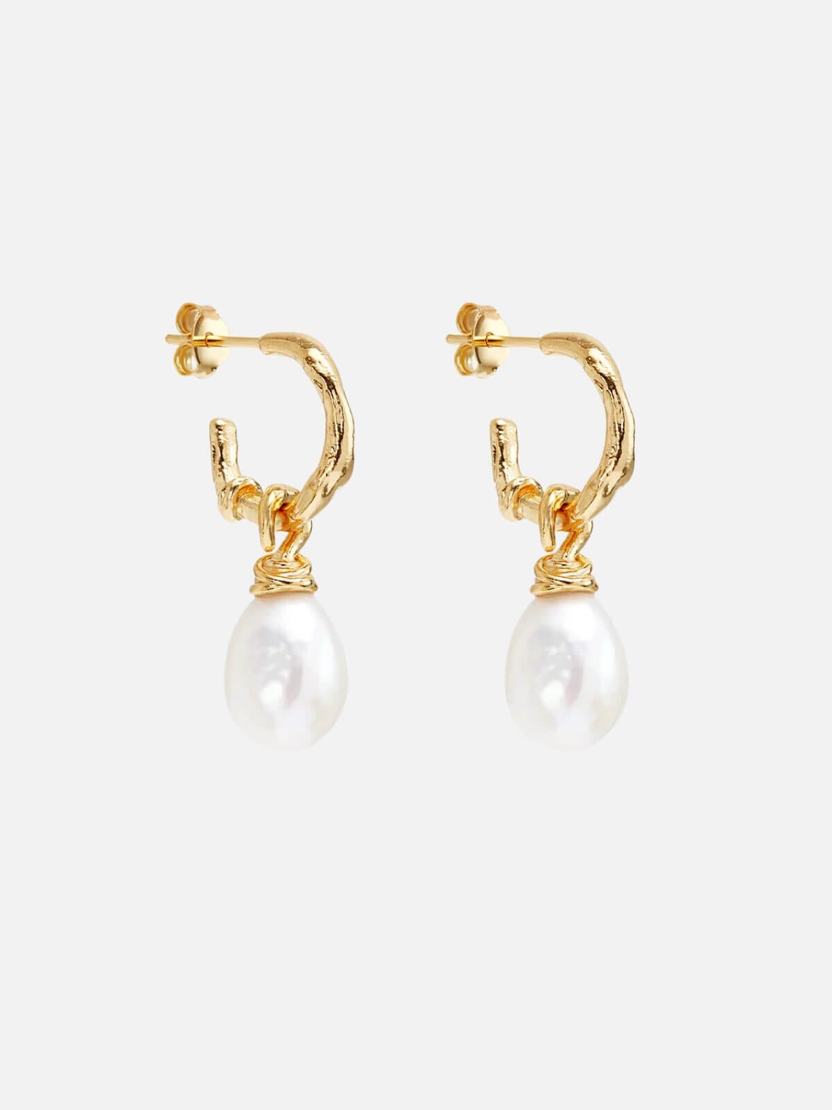 18K Gold Whispers of Tranquillity Pearl Hoops Earrings By Charlotte