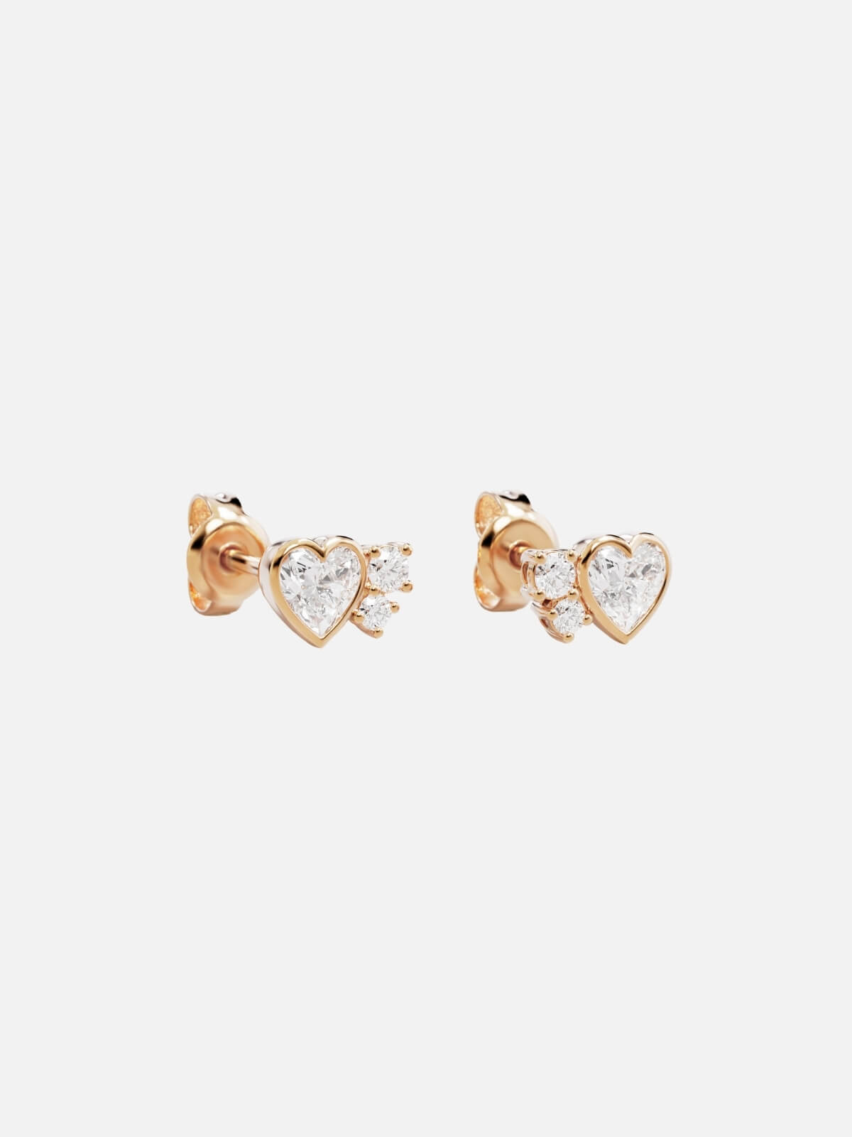 Dream Lover Heart Stud Earrings - 18K Gold
