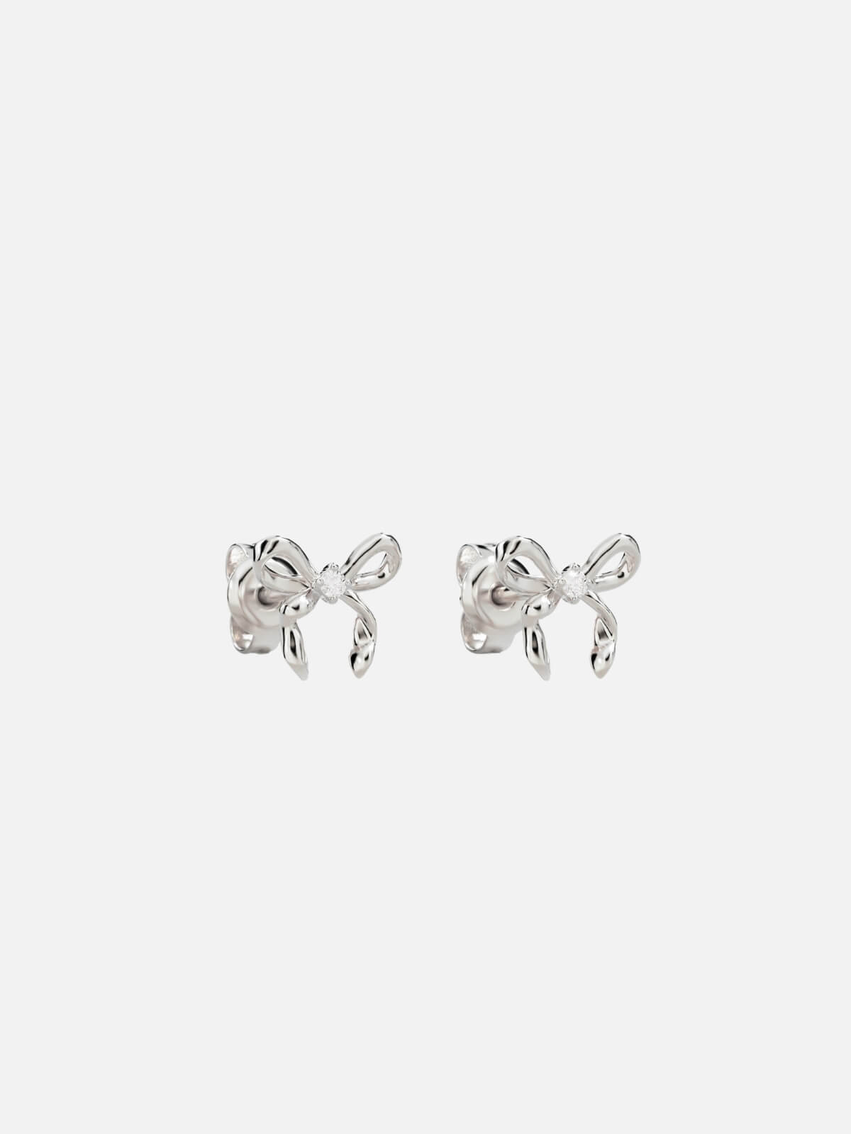 Forever More Bow Stud Earrings - Sterling Silver