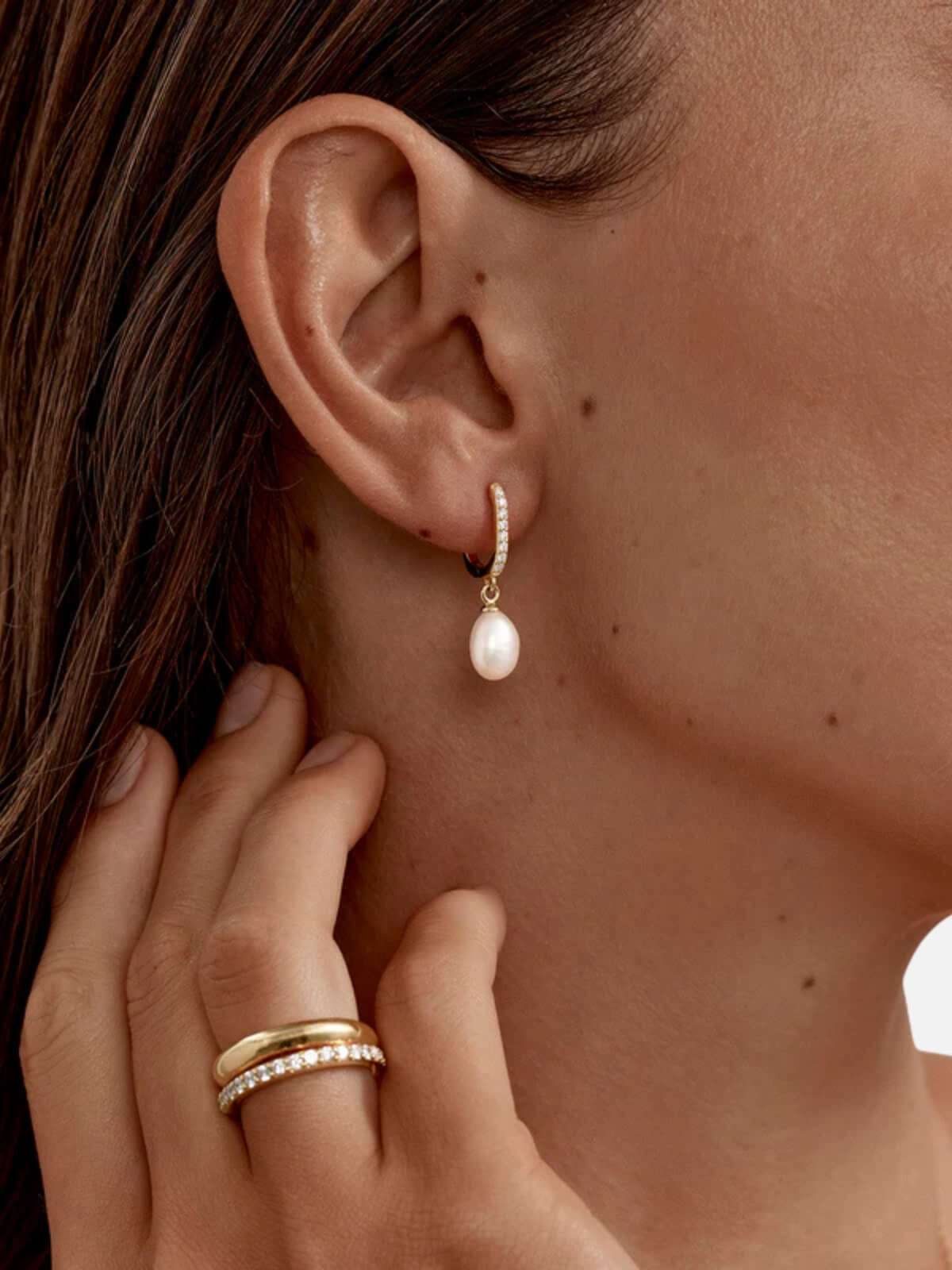 18k Gold Vermeil Love With Grace Lab-Grown Diamond Pearl Hoops