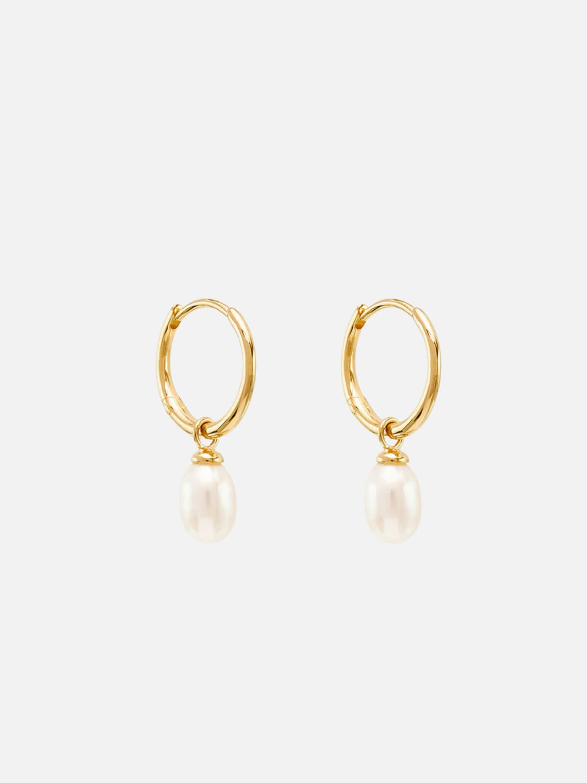 Live in Peace Pearl Hoop Earrings - 18k Gold Vermeil