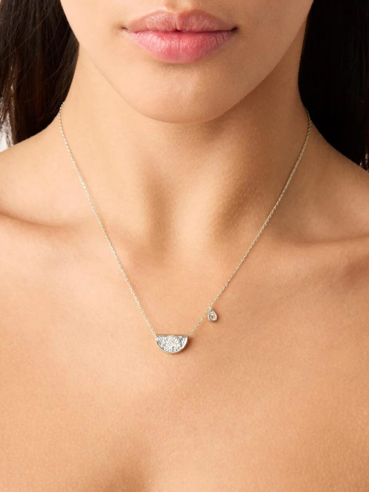 Lotus Birthstone Necklace - June - Moonstone - Sterling Silver
