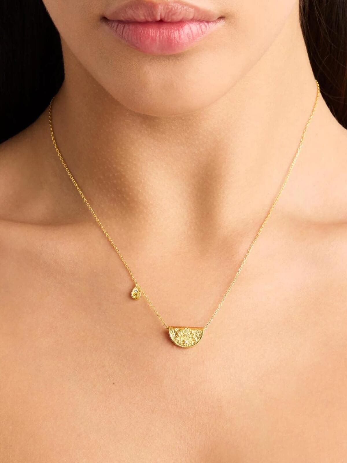 By Charlotte | Lotus Birthstone Necklace - November | Citrine - Gold | Perlu