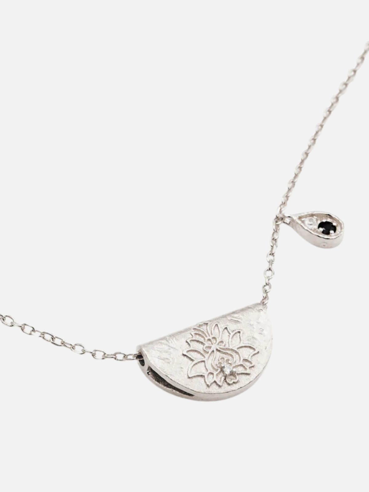 Lotus Birthstone Necklace - September - Sapphire - Sterling Silver