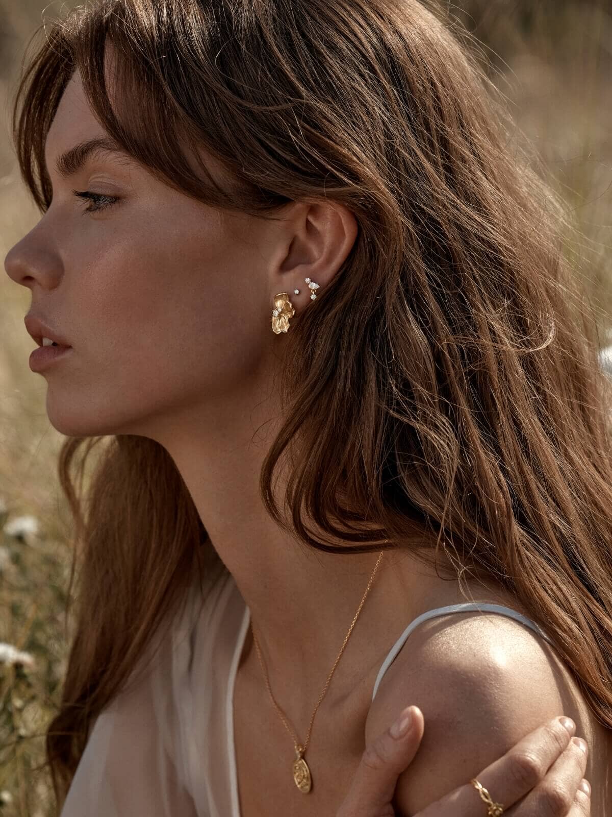 No Rain, No Flowers Stud Earrings - Gold Earrings By Charlotte