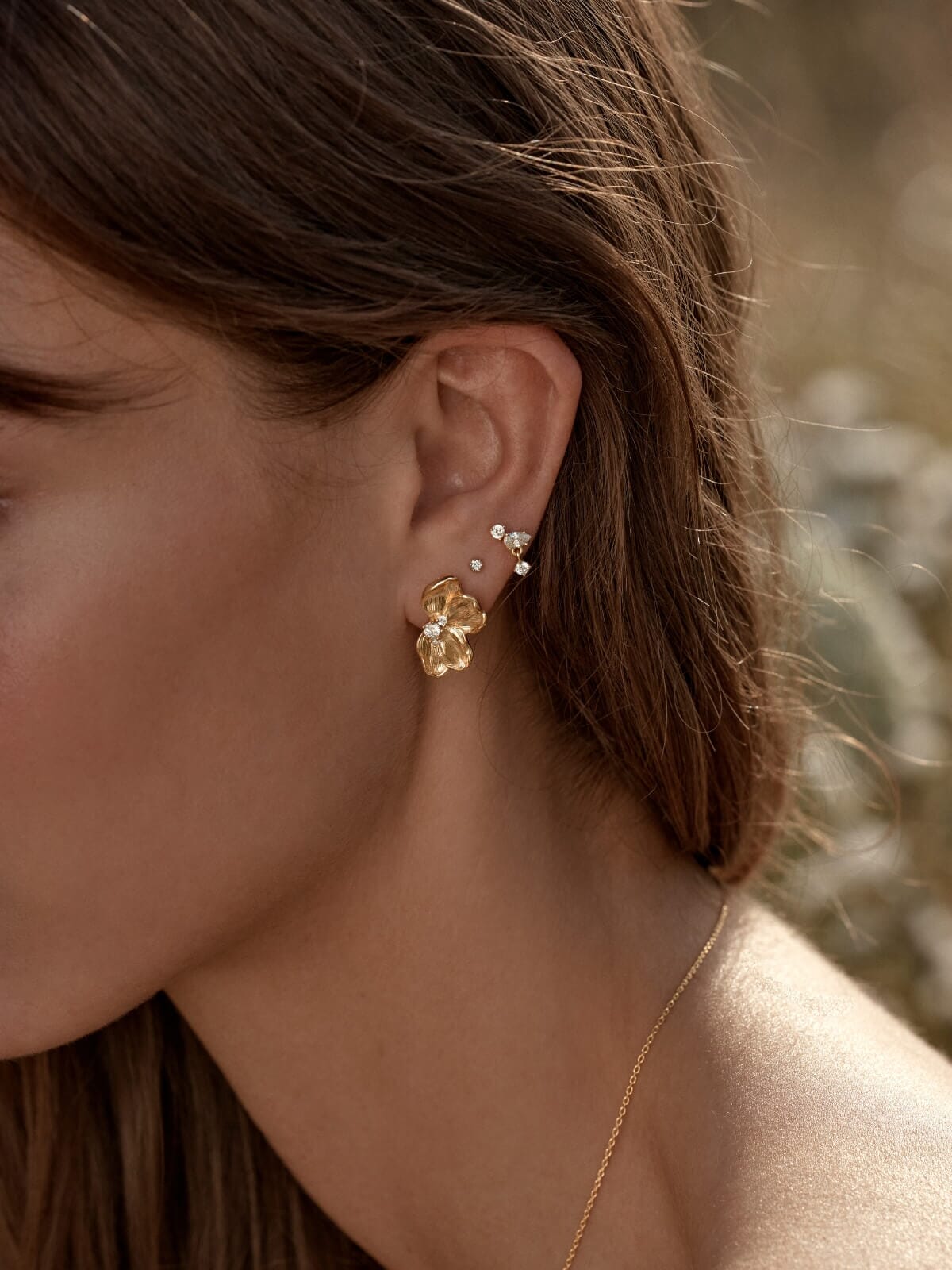 No Rain, No Flowers Stud Earrings - Gold Earrings By Charlotte