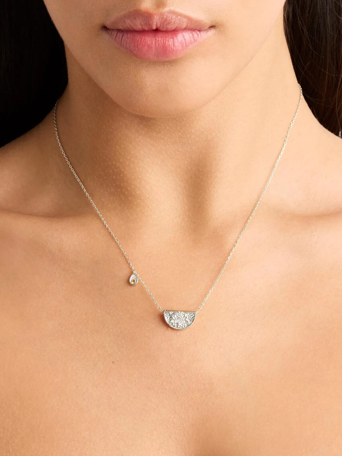 Sterling Silver Lotus Birthstone Necklace - November | Citrine Necklaces By Charlotte