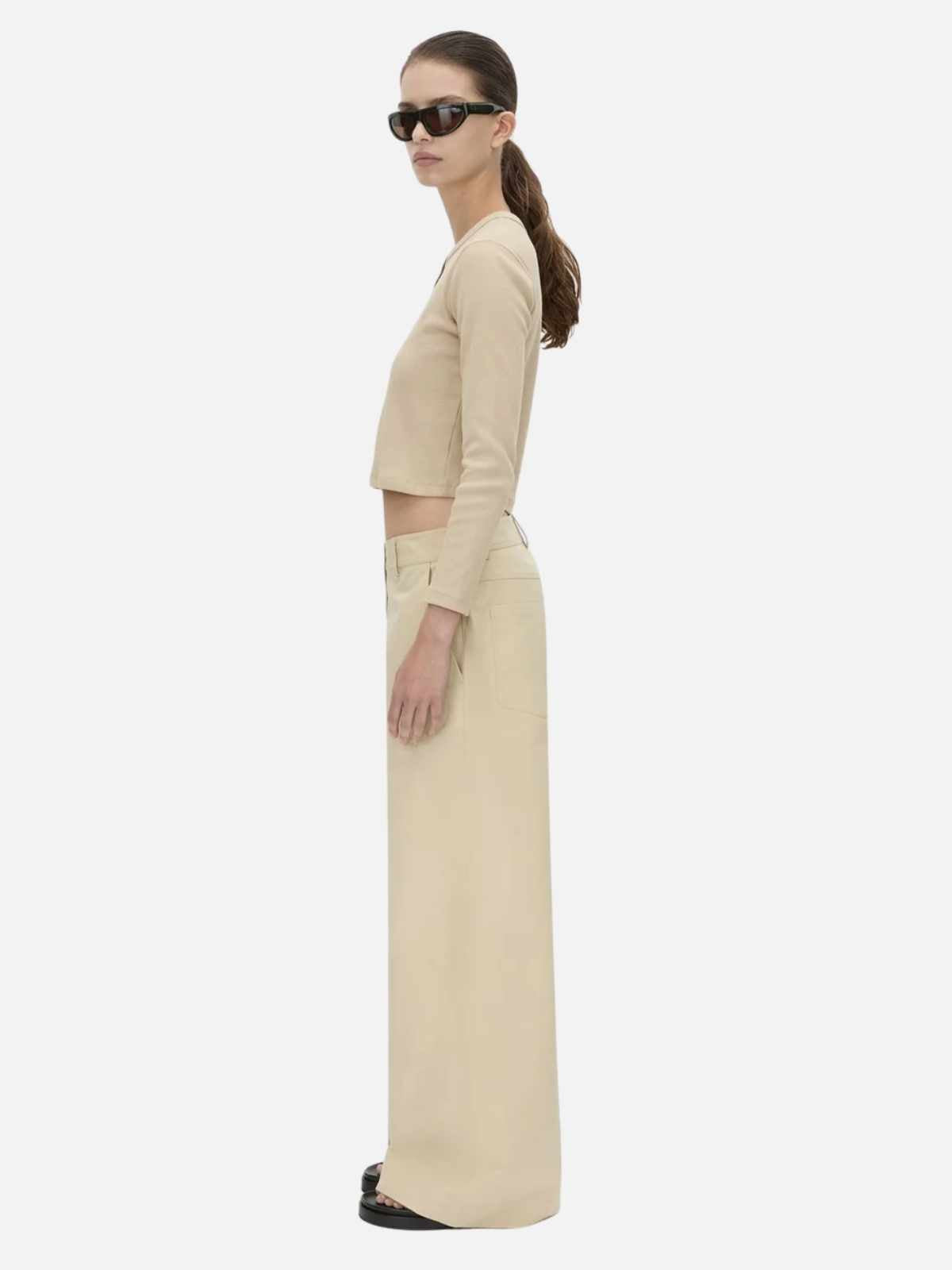 Aubrey Long Sleeve Rib Top - Latte