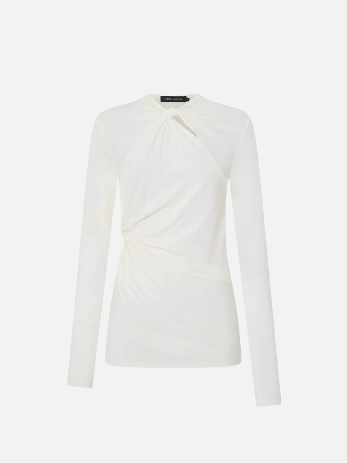 Felton Knot Long Sleeve Tee - Soft White Tops Camilla and Marc