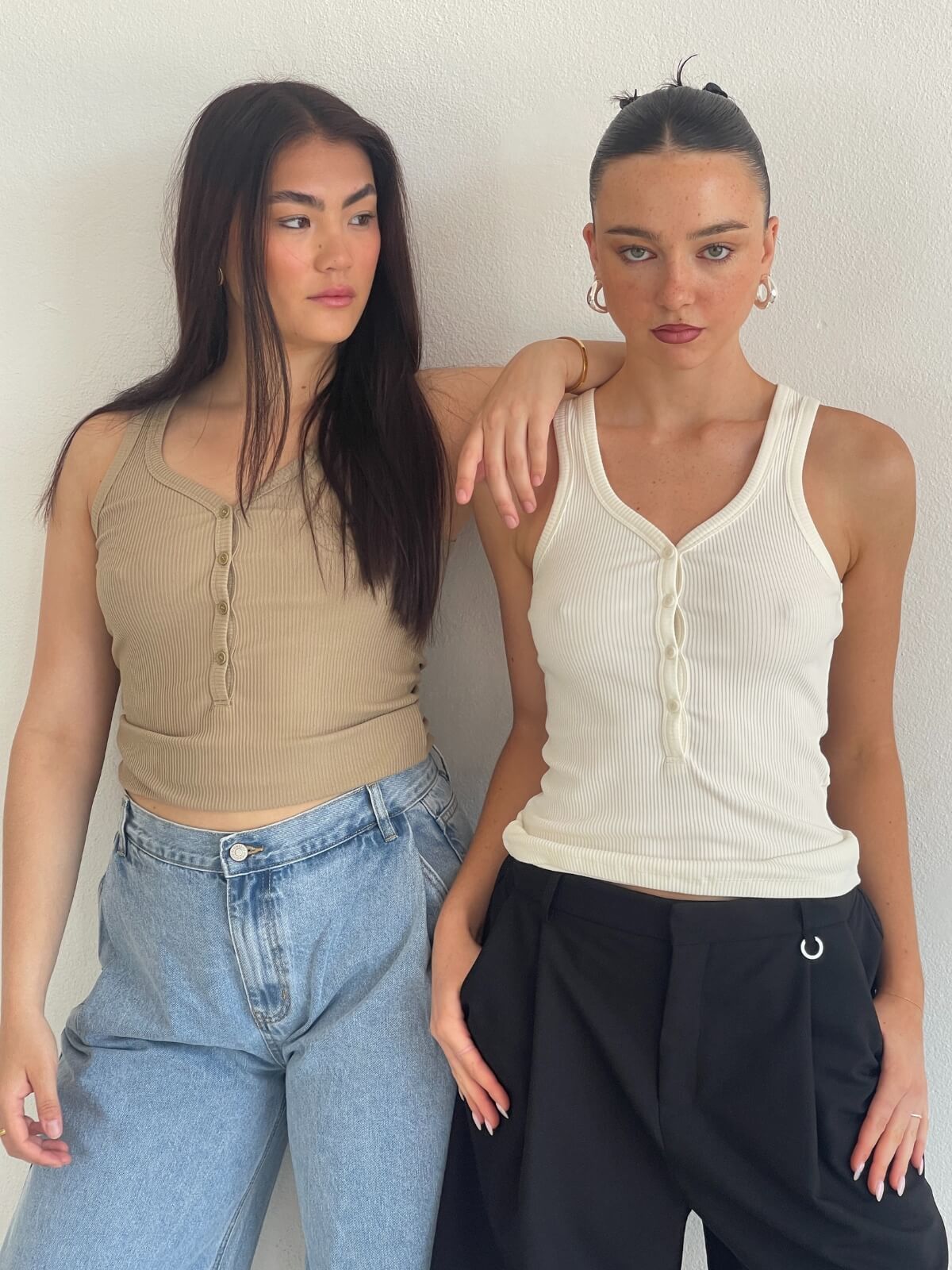 Nora Button Down Tank - Sepia