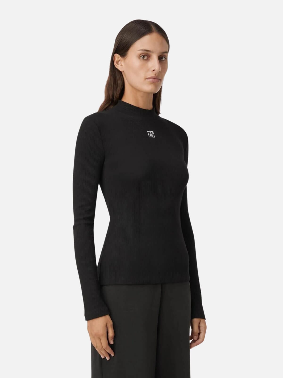 Camilla and Marc | Nora Rib Long Sleeve Top - Black/Soft White | Perlu