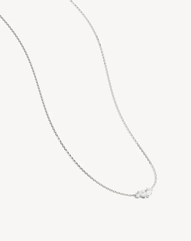 Sterling Silver Crystal Wings Necklace