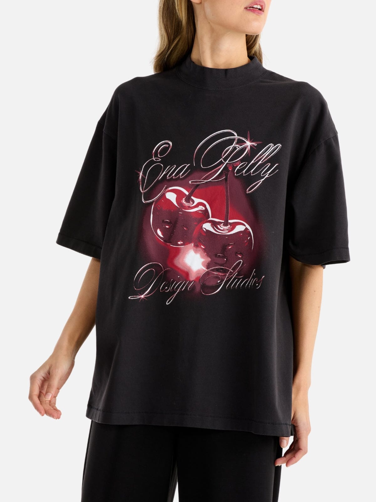 Chrome Cherry Tee - Vintage Black Tops Ena Pelly