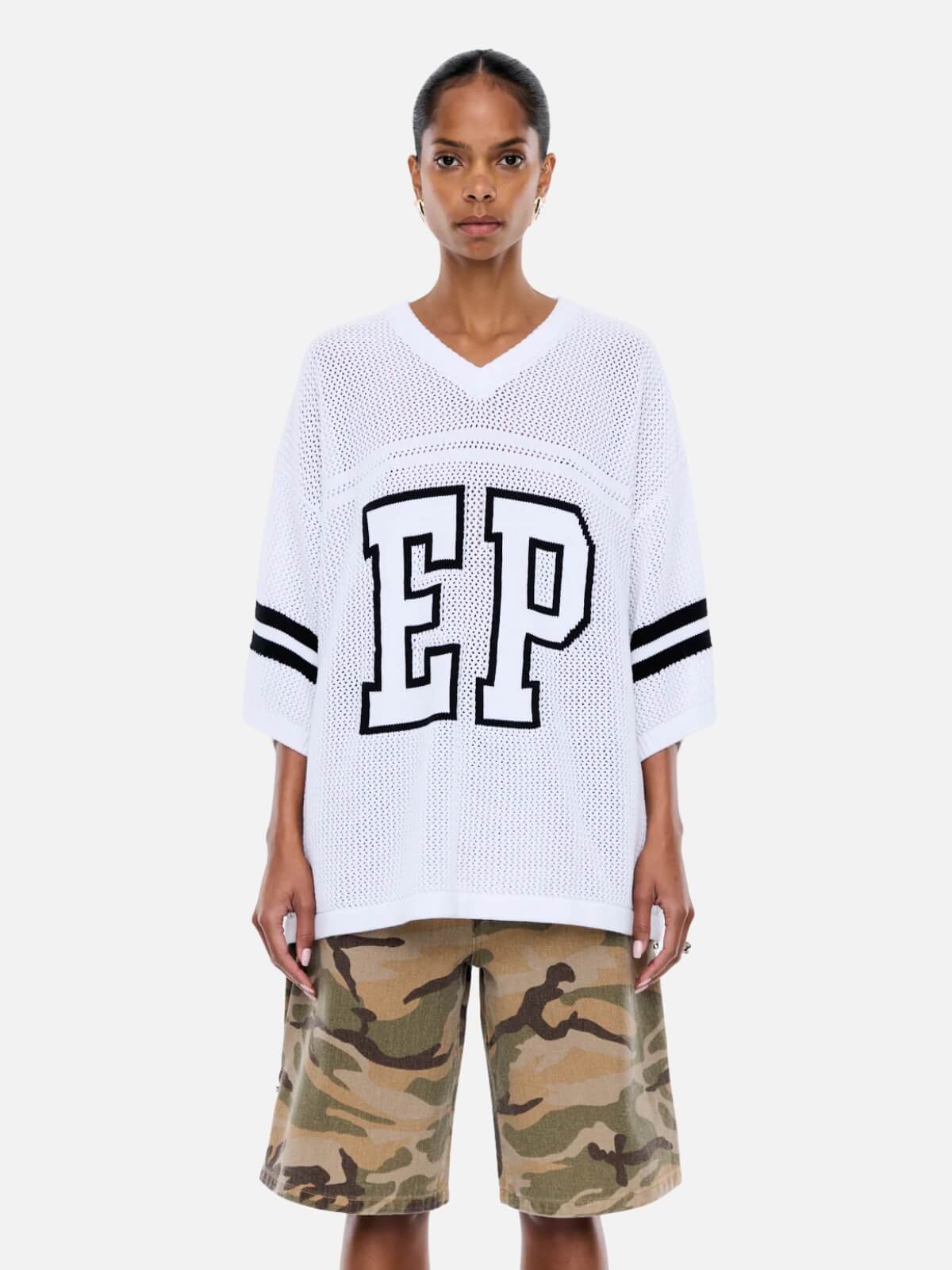 Harper Crochet Jersey - Vintage White