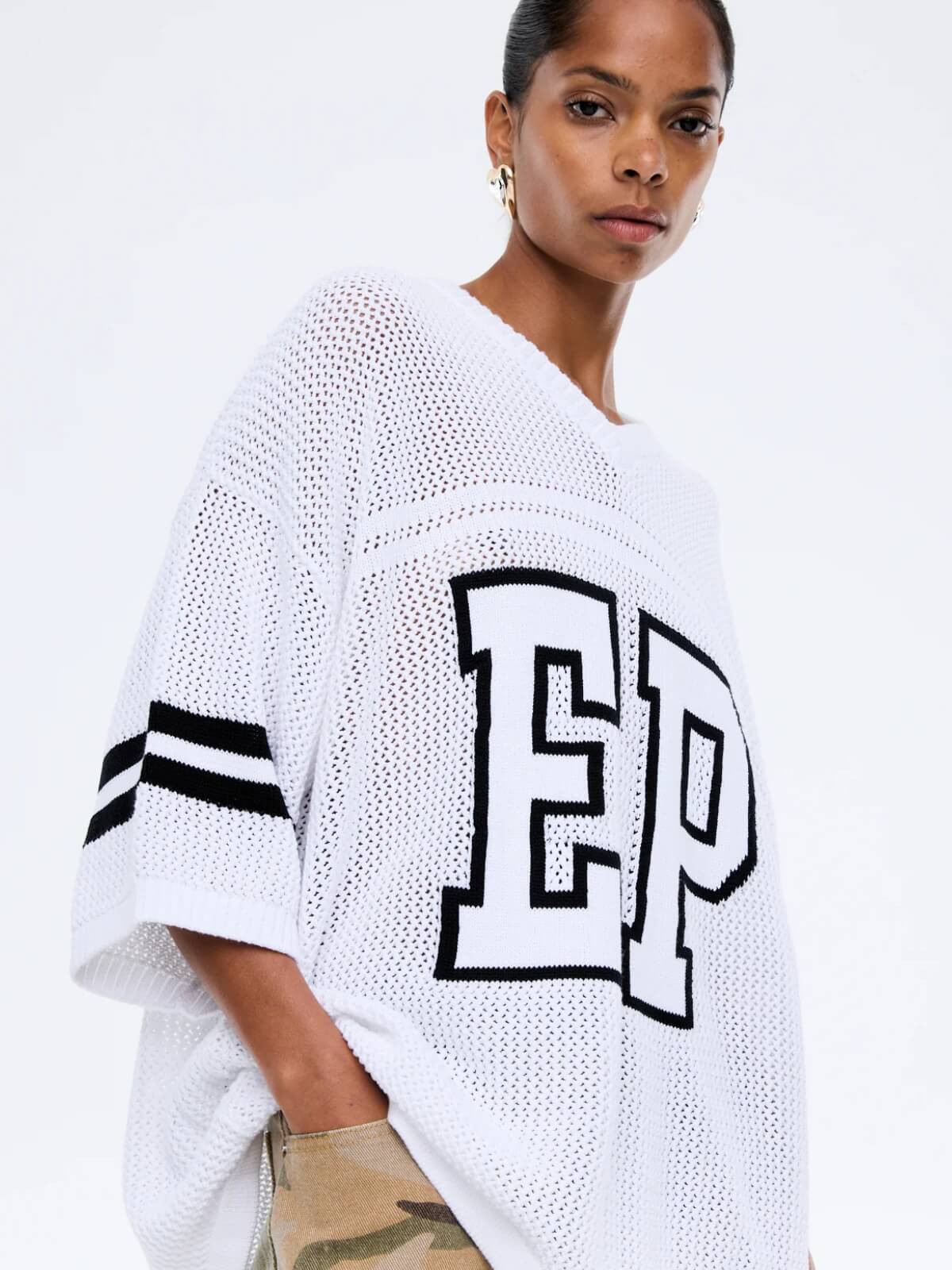 Harper Crochet Jersey - Vintage White
