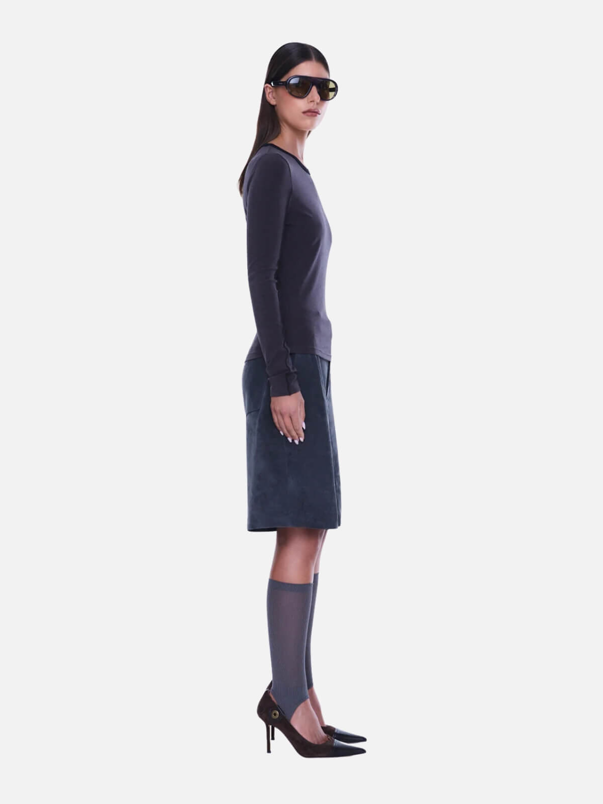 Jade Long Sleeve Top - Charcoal