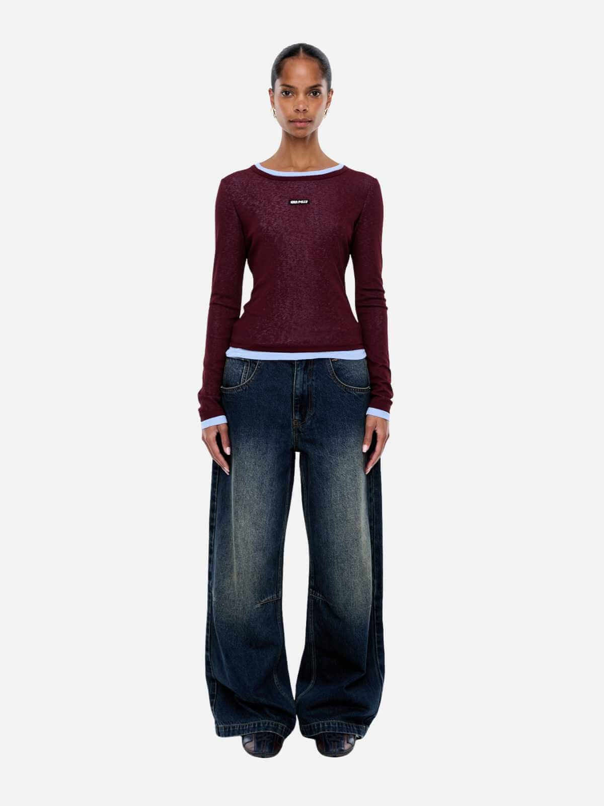 Blair Long Sleeve Top - Deep Cherry