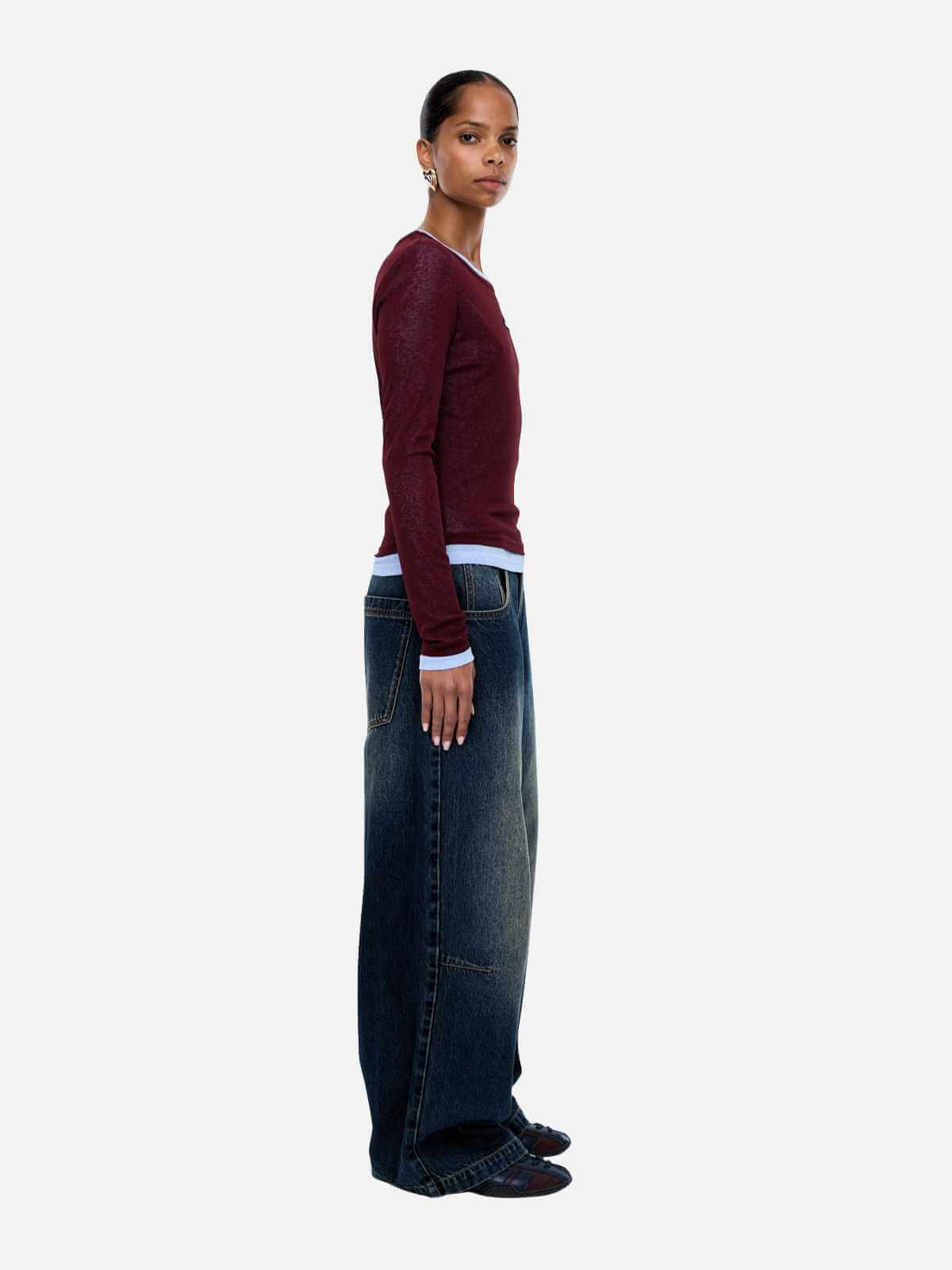Blair Long Sleeve Top - Deep Cherry
