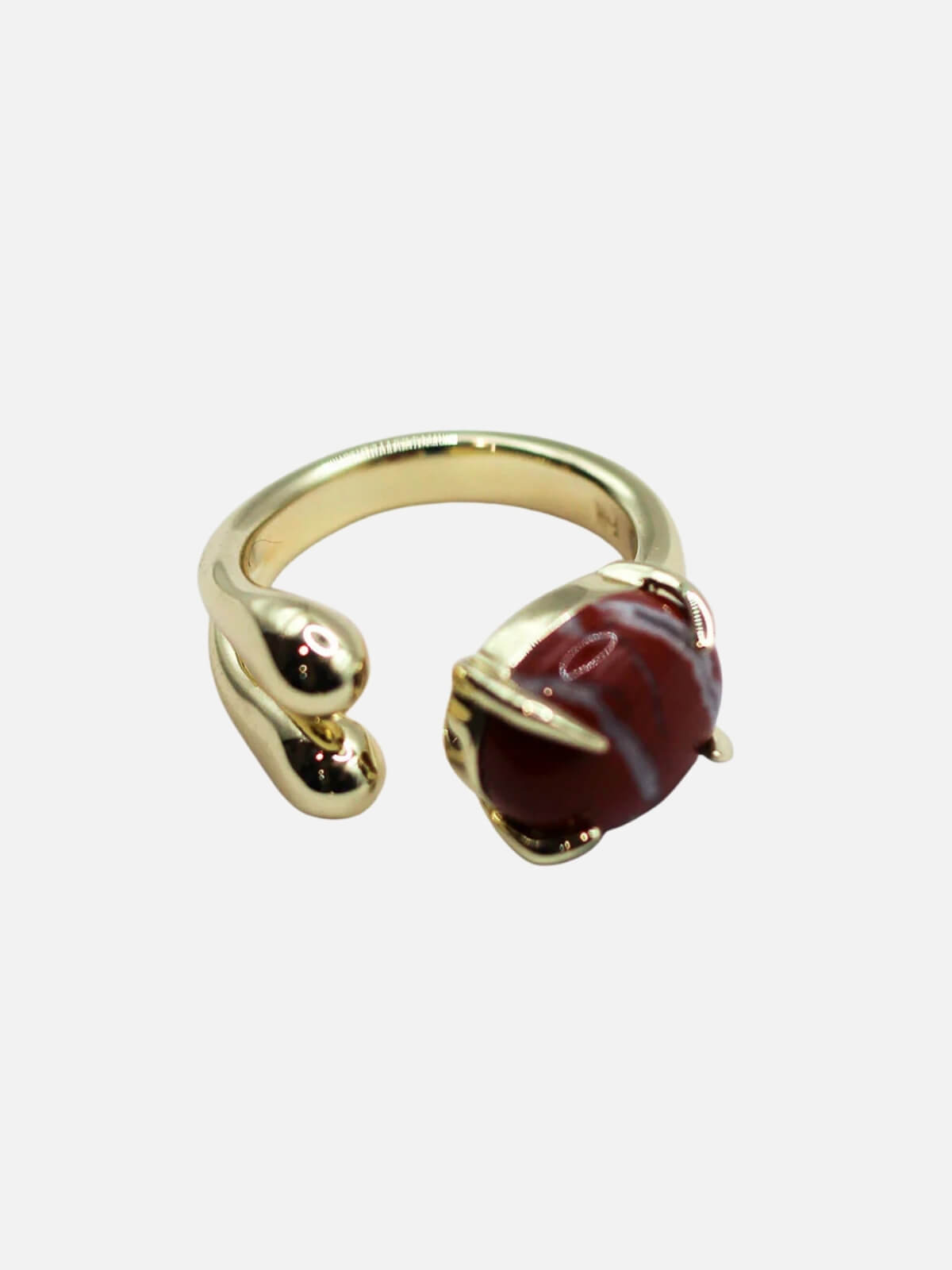 Accord Gemstone Ring: Brass + 18K Gold + Red Jasper