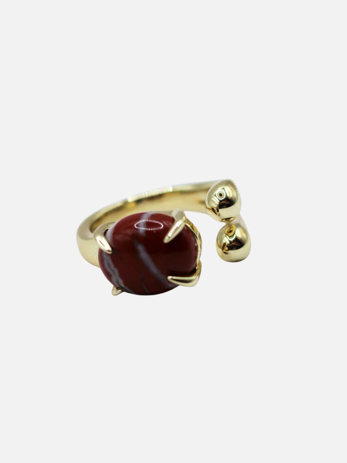 Accord Gemstone Ring: Brass + 18K Gold + Red Jasper