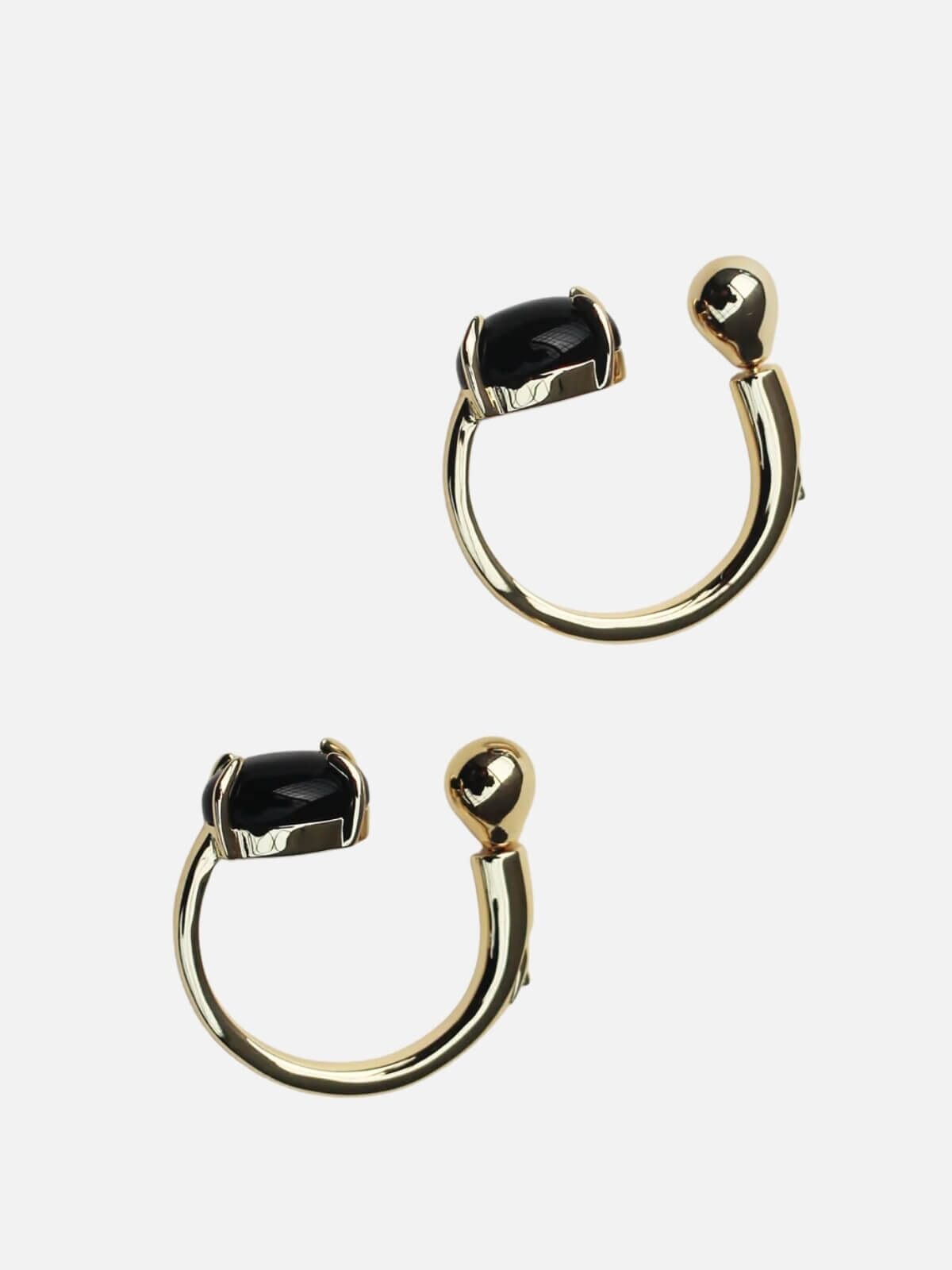 Accord Punk Earrings: Brass + 18K Gold Plating + Onyx Earrings F+H Jewellery