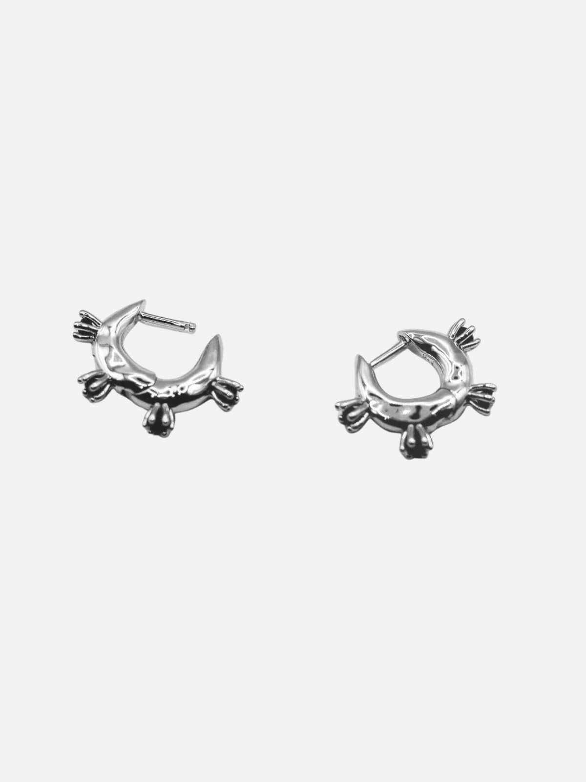 Adele Spiked Huggies: Solid Sterling Silver + Onyx
