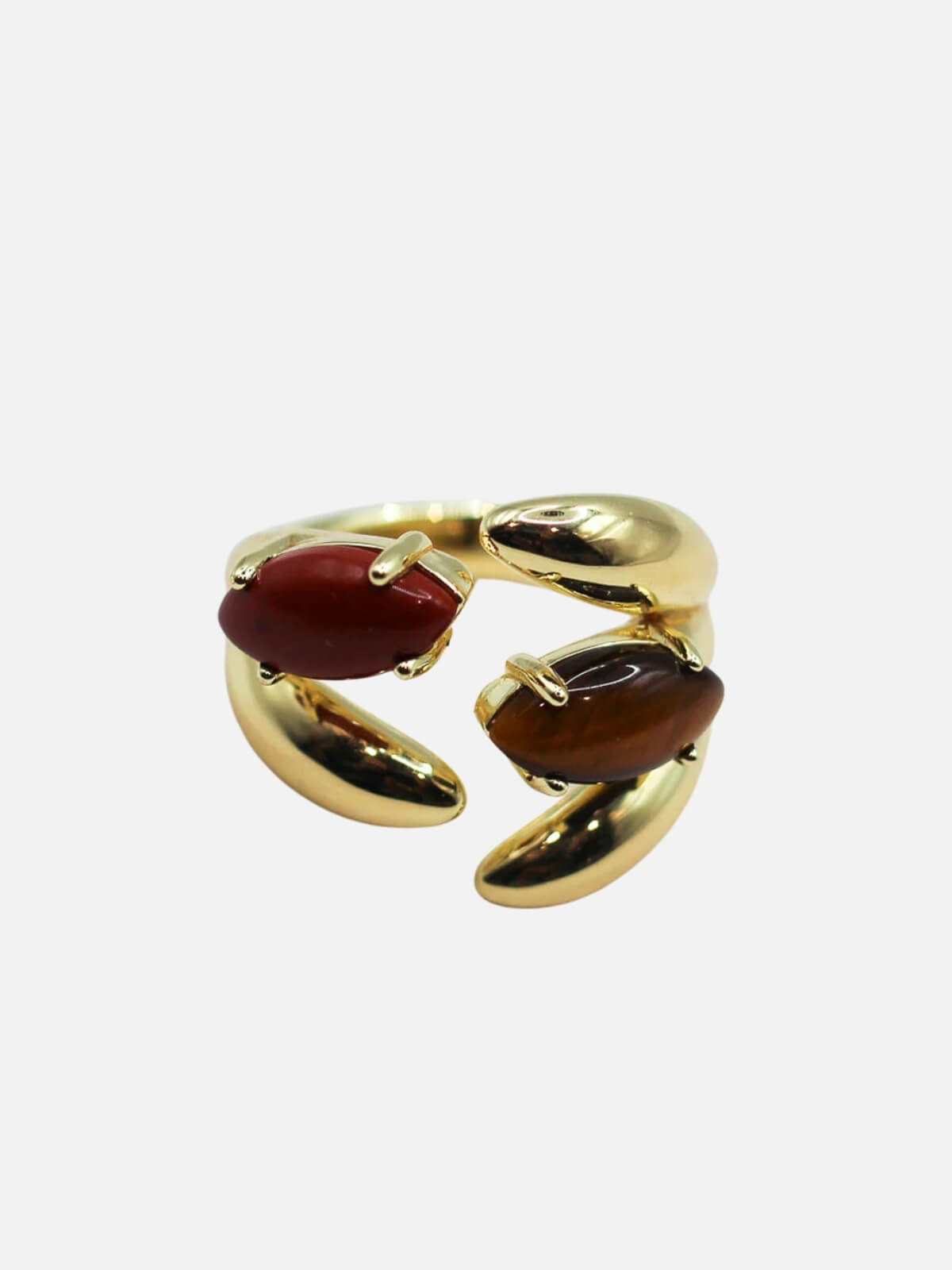 Cluster Gemstone Ring: Red Jasper + Tiger's Eye